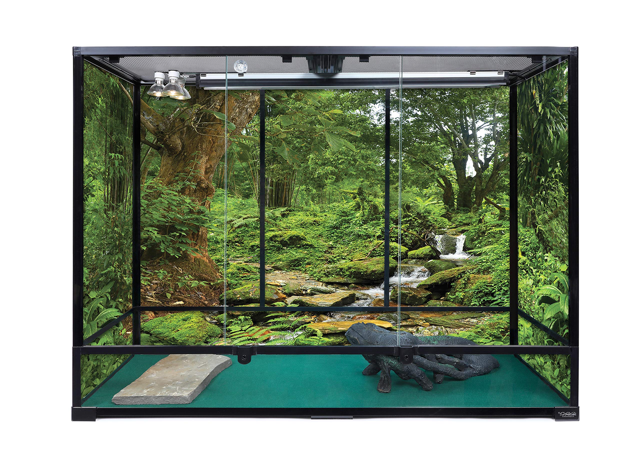 Reptile Habitat Background; Rain Forest With Stream, For 48Lx18Wx36H Terrarium, 3-Sided Wraparound