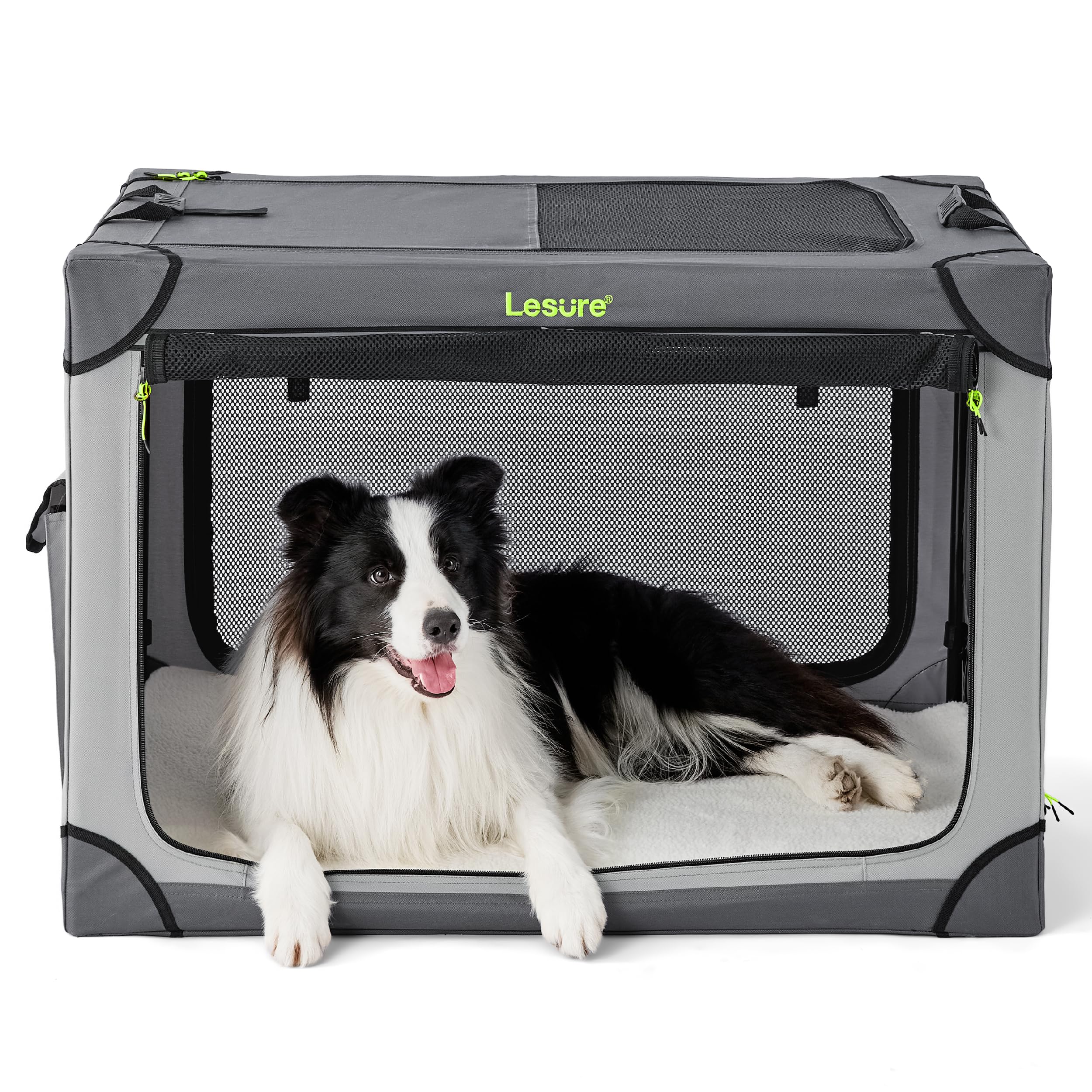 Lesure Soft Collapsible Dog Crate - 36 Inch Portable Travel Crate For Large Dogs Indoor & Outdoor, 4-Door Foldable Pet Kennel Wi