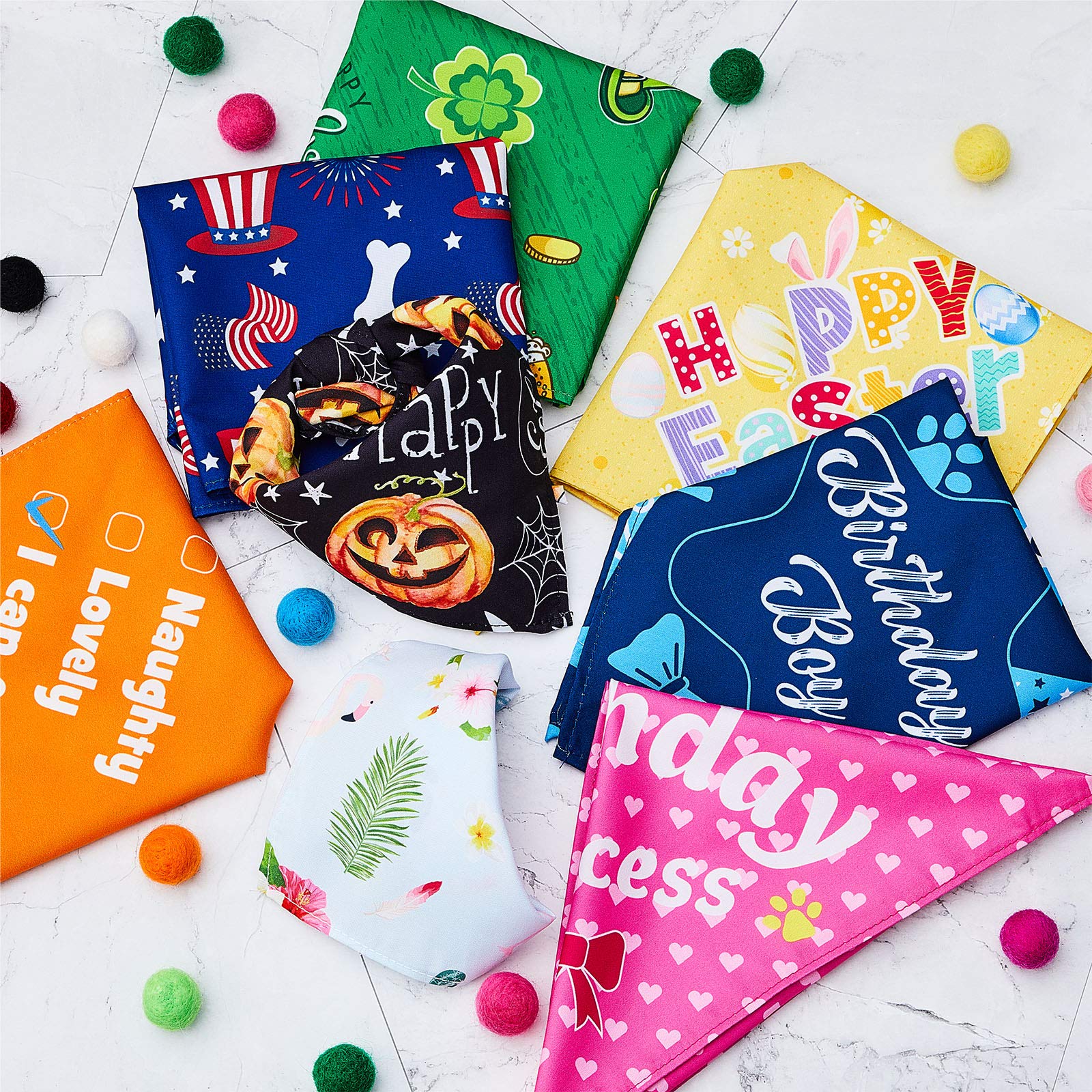 12 Pieces Holiday Dog Bandanas St' Patrick'S Day New Year Easter Day Dog Scarf Birthday Daily Festival Costume Supply Pets Scarf Bandana For Cats Pets Costume(Small)