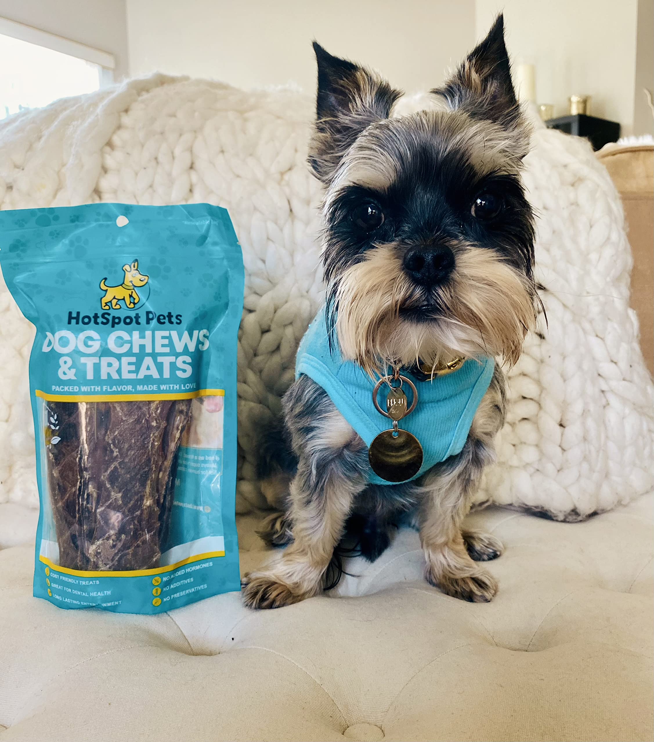 hotspot pets Beef Esophagus Dog Treats (6 INCHES) (1LB Bag) Grass Fed with No Added Hormone All Natural Jerky Dog Treats - Chews
