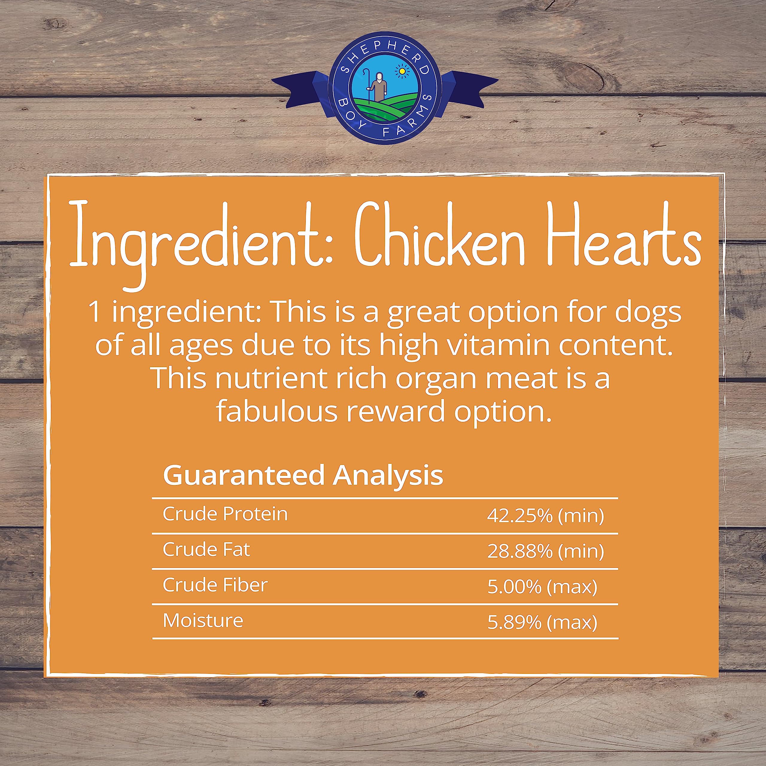 Shepherd Boy Farms Freeze Dried Dog and Cat Treats, Chicken Heart, All Natural Freeze-Dried Dog Treat & Snacks, Made in USA, Hig