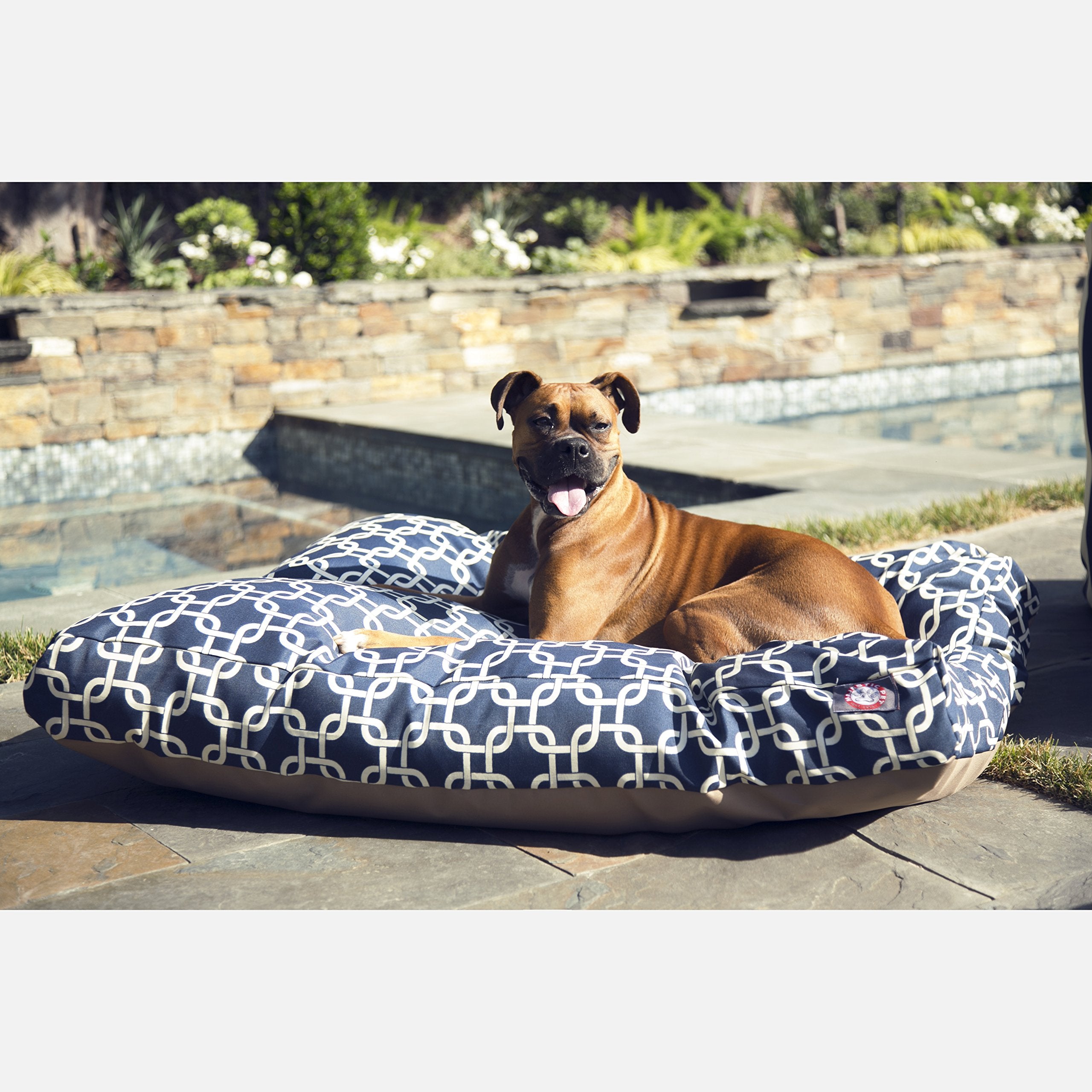 Teal Links Large Rectangle Indoor Outdoor Pet Dog Bed With Removable Washable Cover By Majestic Pet Products