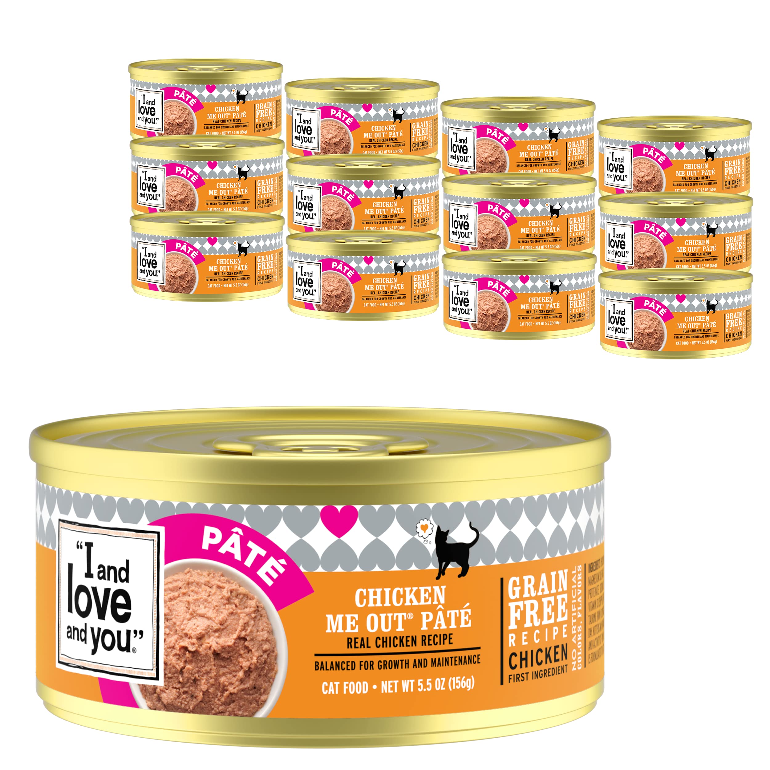 I and love and you Wet Cat Food - Chicken Me Out Pt   - Chicken Recipe, Grain Free, Filler Free, 5.5oz Pack of 12 Cans