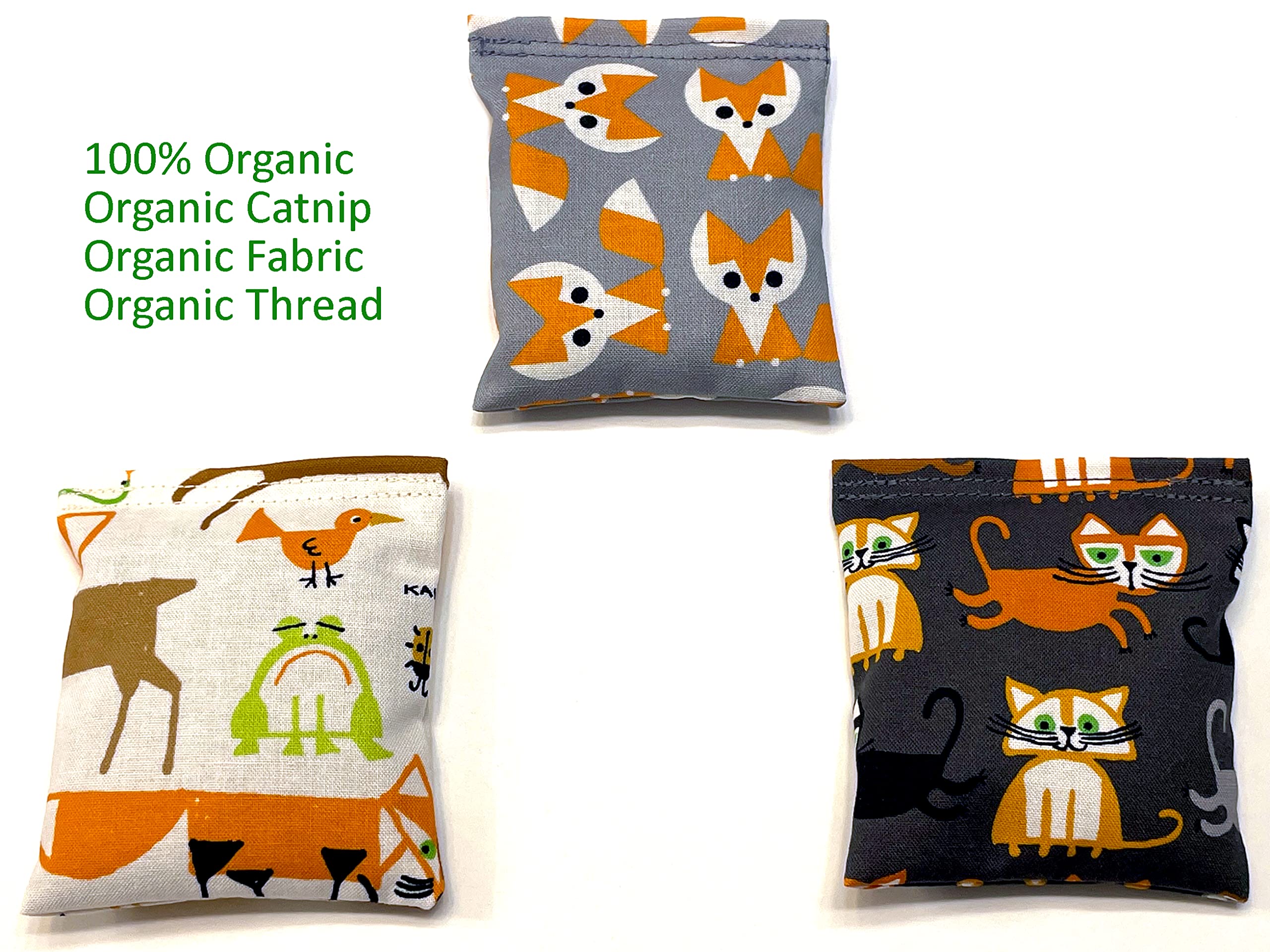 Organic Catnip Toys, Made With Gots Certified Organic Fabric, Organic Catnip, Organic Thread, One Package Of 3 Toys, Handmade In