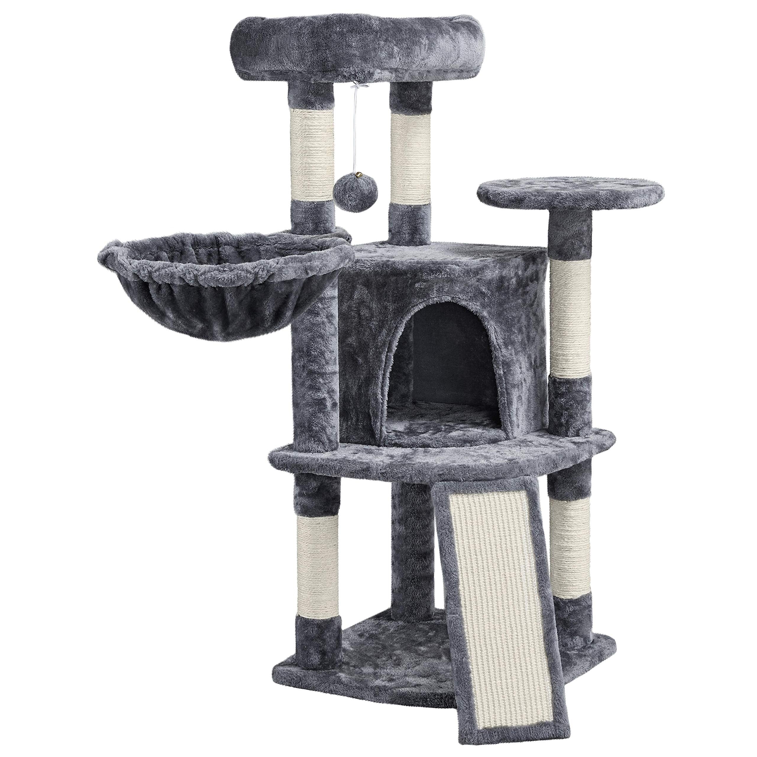 Topeakmart Cat Tree, 42In Multi-Level Cat Furniture With Perch, Scratching Posts, Hammock & Condo, Dark Gray
