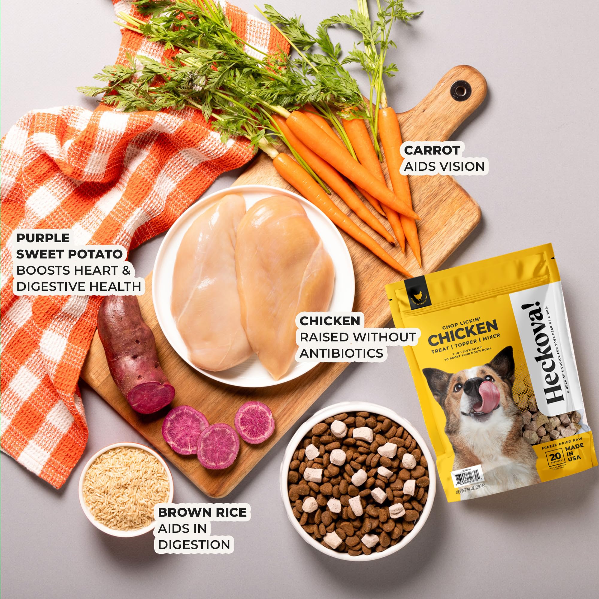 Heckova! Chop Lickin Chicken - Freeze Dried Raw Dog Treats, Real Cuts of Chicken for Training, Meal Topper, High Protein, 15g Pe