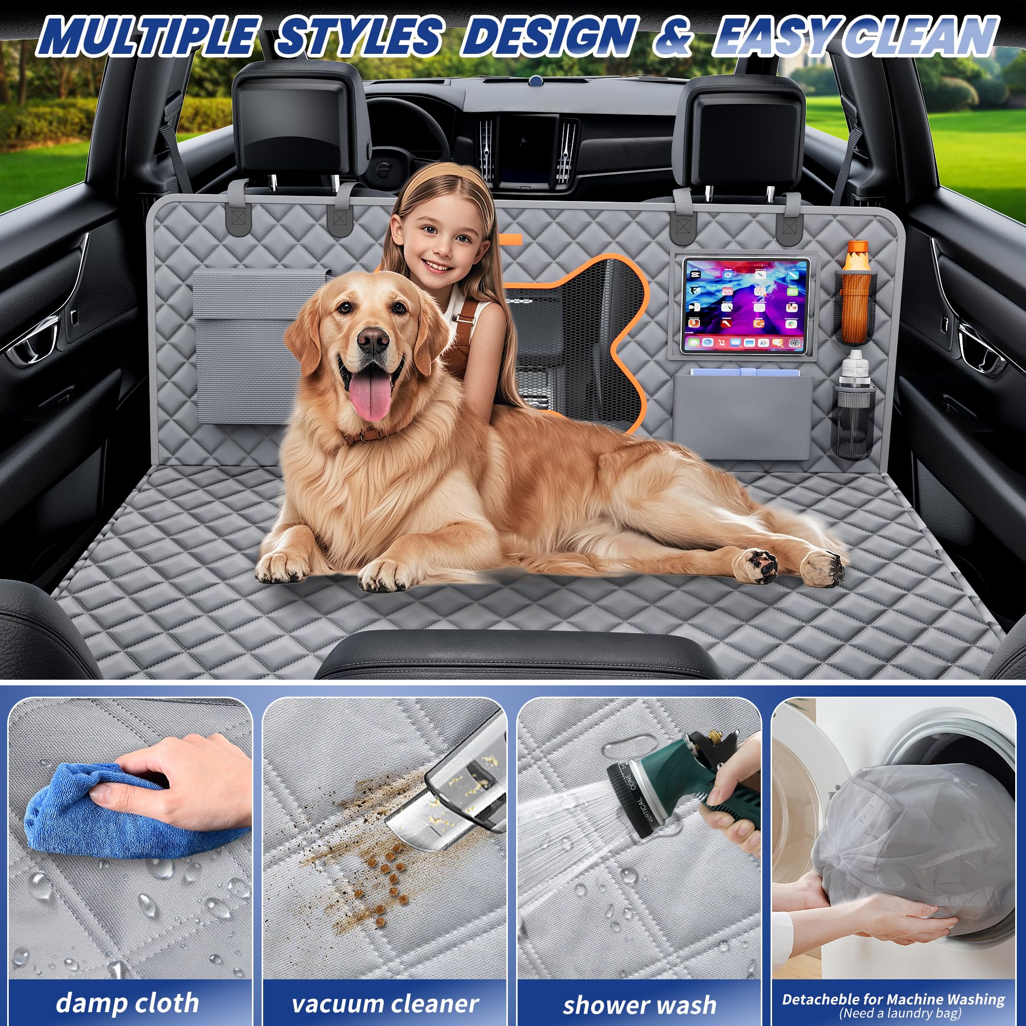 Qingti Truck Dog Seat Cover Back Seat,Dog Backseat Extender Hammock For Crew Cab 6 Foldable Board Hard Bottom 400Lbs Waterproof