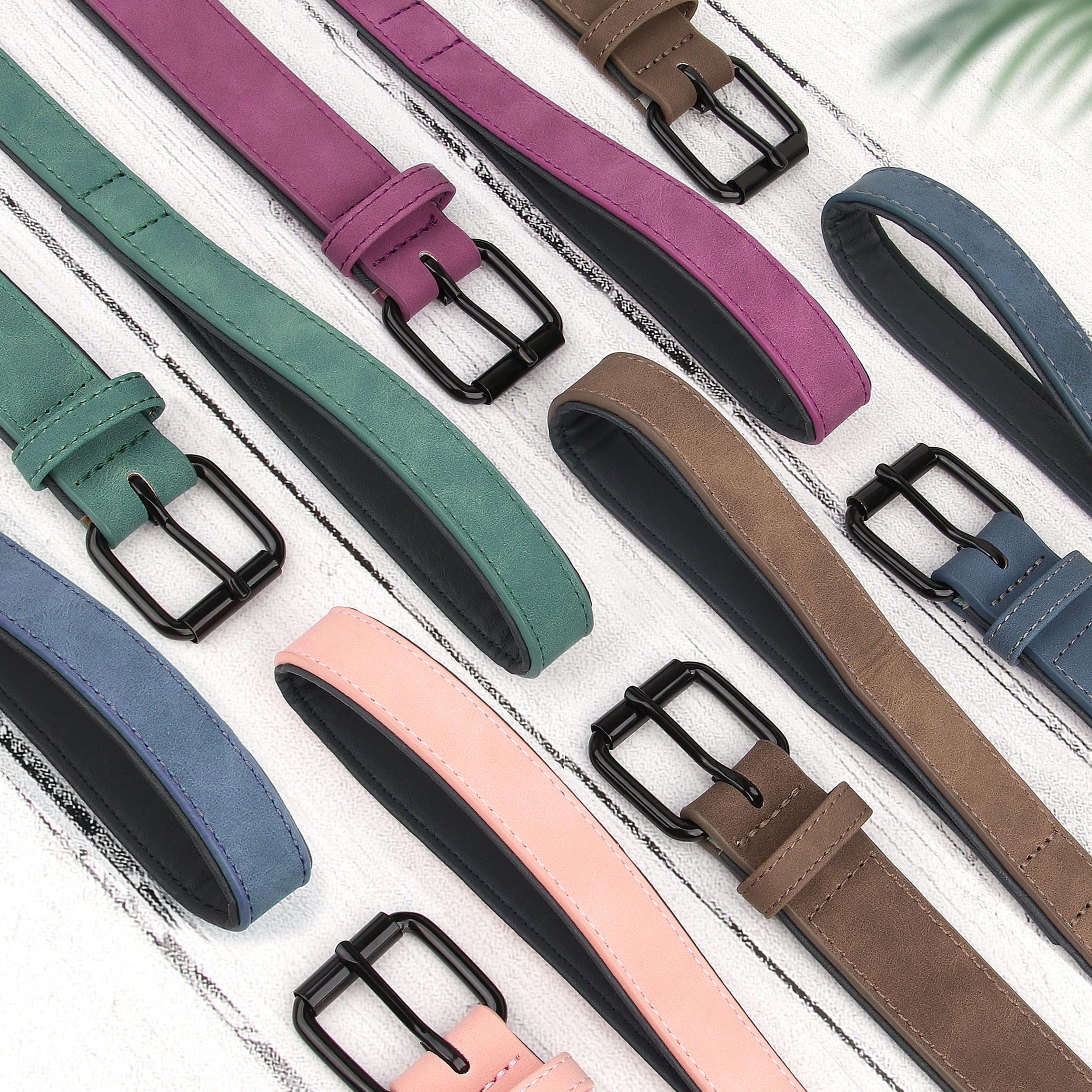 Didog Soft Padded Leather Dog Collar And Leash Set, Heavy Duty Pink Breathable Pet Collars With 4Ft Leather Dog Leash For Small