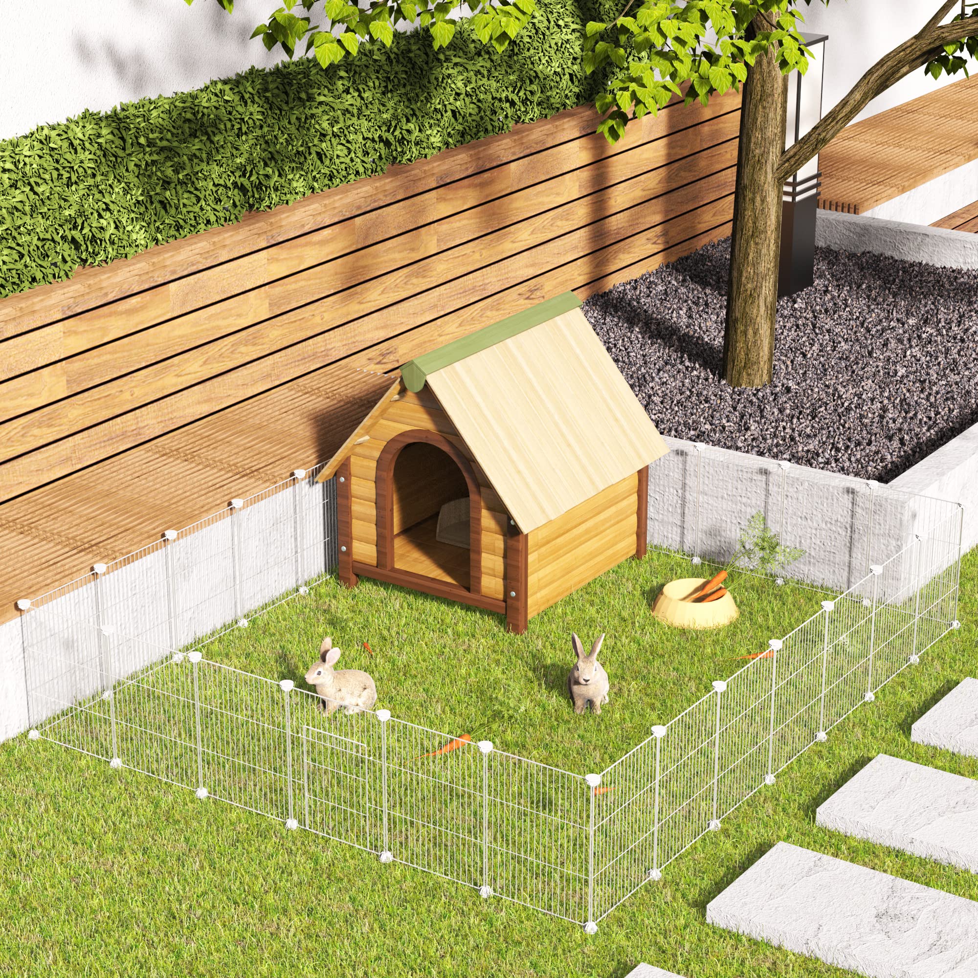 Homidec Pet Playpen,Small Animals Cage Diy Wire Yard Fence With Door For Indoor/Outdoor Use,Portable For Puppies,Kitties,Bunny,Turtle 48' X 24' X 16'