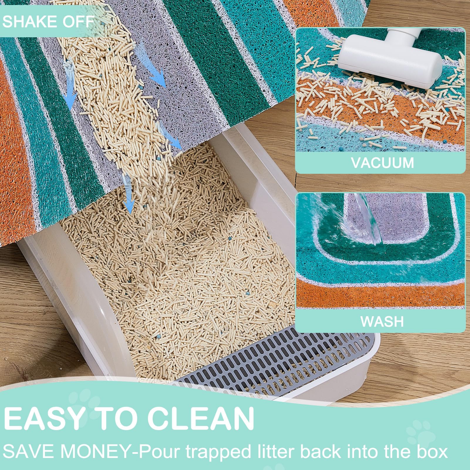 Unicorn Catcher Cat Litter Mat Quality Litter Box Mat Large Non-Slip Cat Litter Mat Litter Trapping Mat Soft Kitty Litter Mat Co