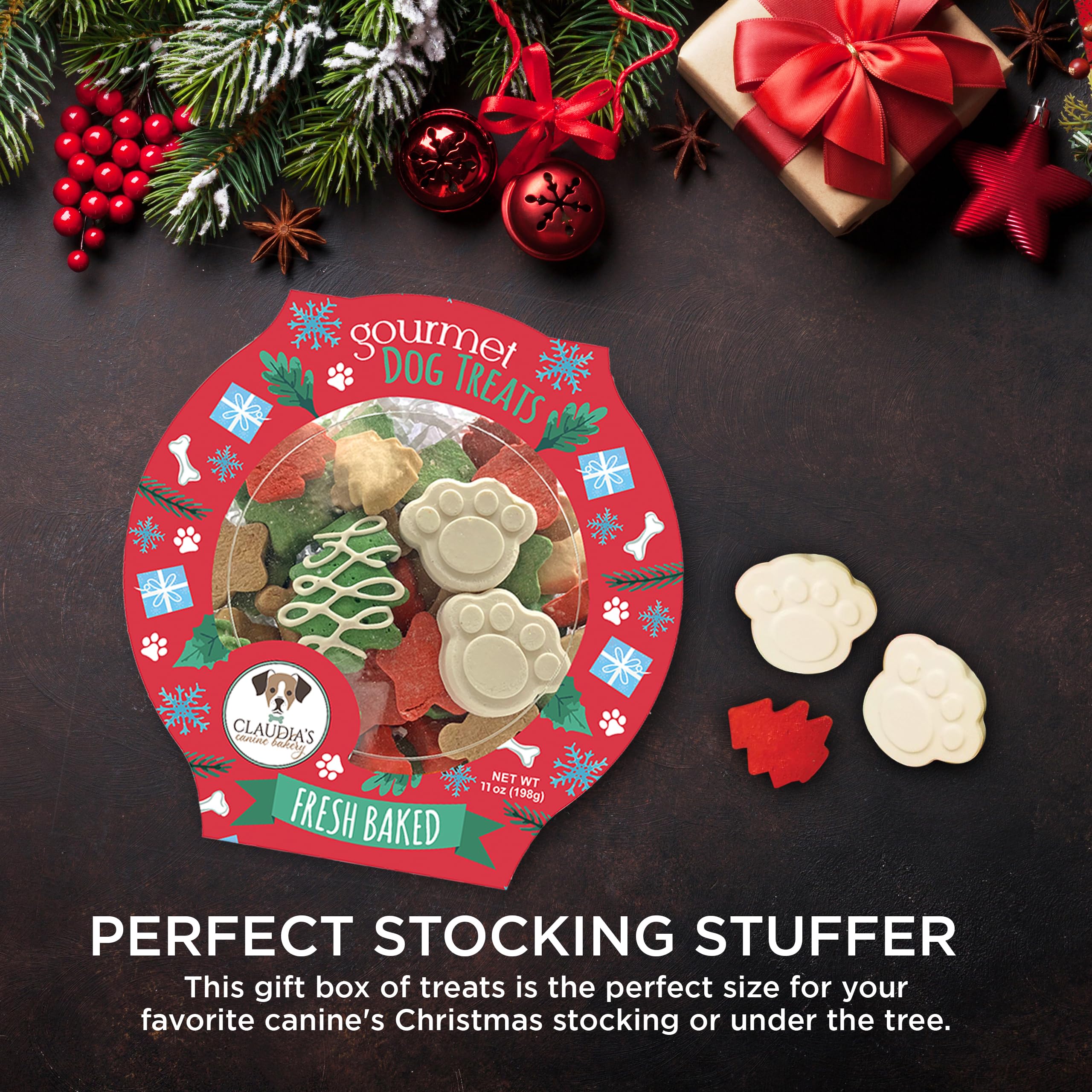 Santa Paws Classic Gourmet Dog Cookies - Vanilla Flavored Christmas Treats for All Breeds and Sizes