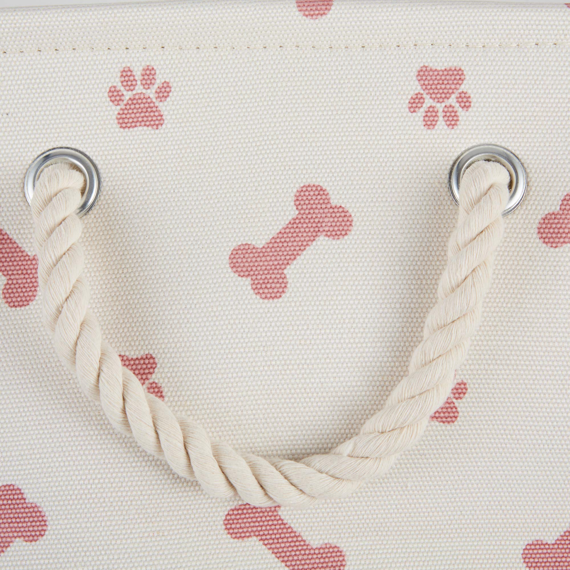 Bone Dry Pet Storage Collection Paw and Bone Print, Medium Rectangle, 16x10x12, Rose