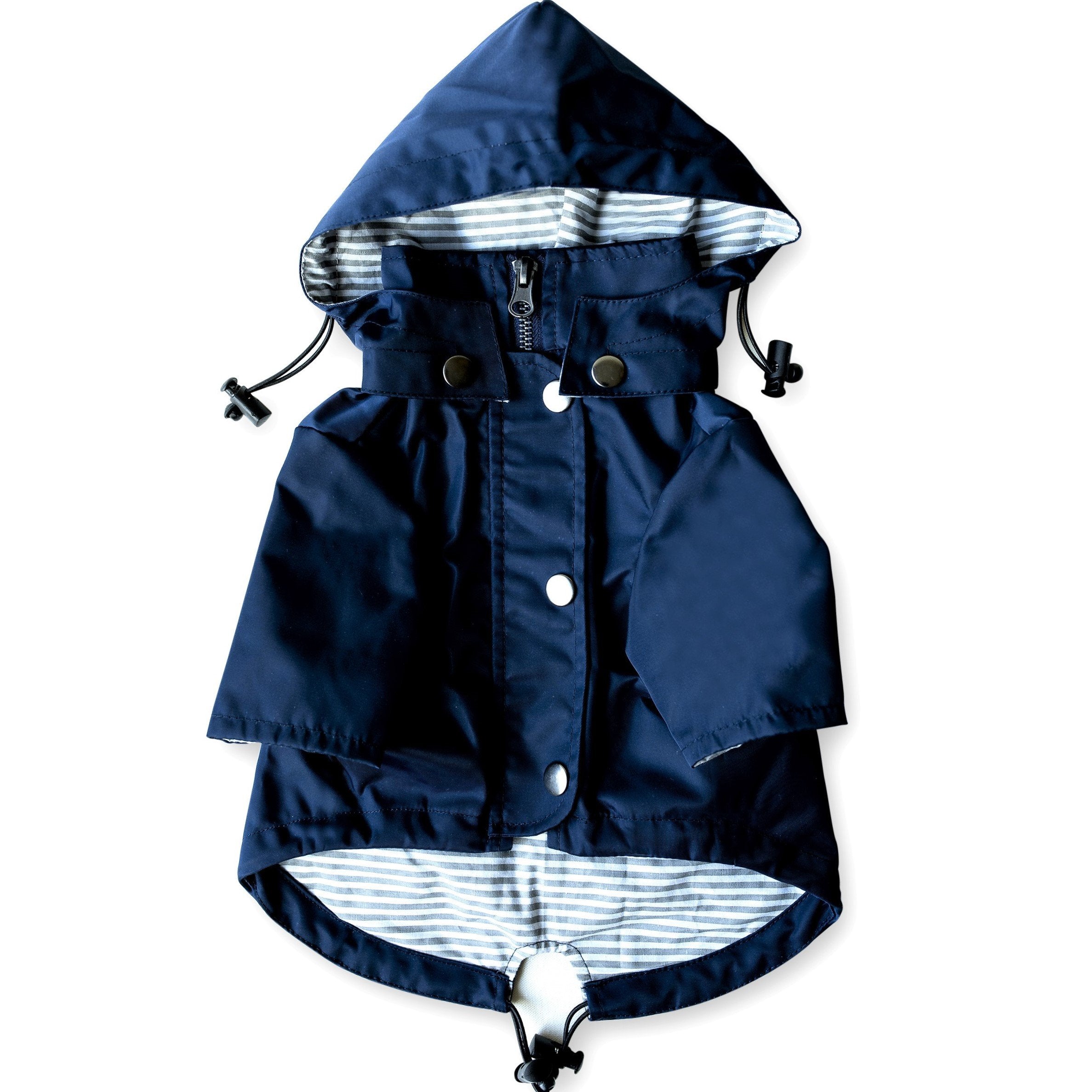 Ellie Dog Wear Zip Up Dog Raincoats with Reflective Buttons, Pockets, Rain/Water Resistant, Adjustable Drawstring, & Removable H