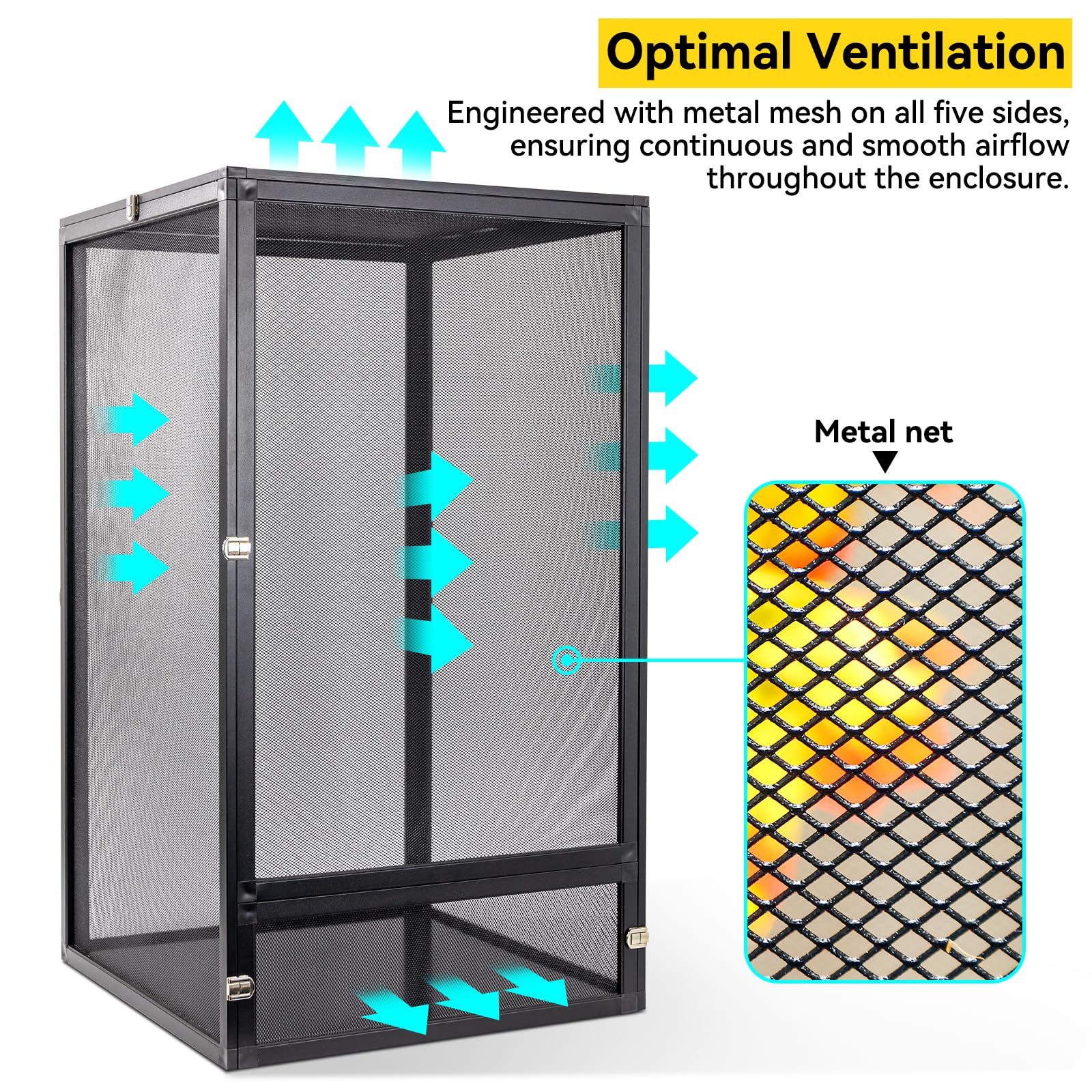 Runduck 13 Gallon 360 Panoramic Foldable Reptile Terrarium Kit: Crested Gecko Tank And Reptile Cage For Superior Ventilation, Ea