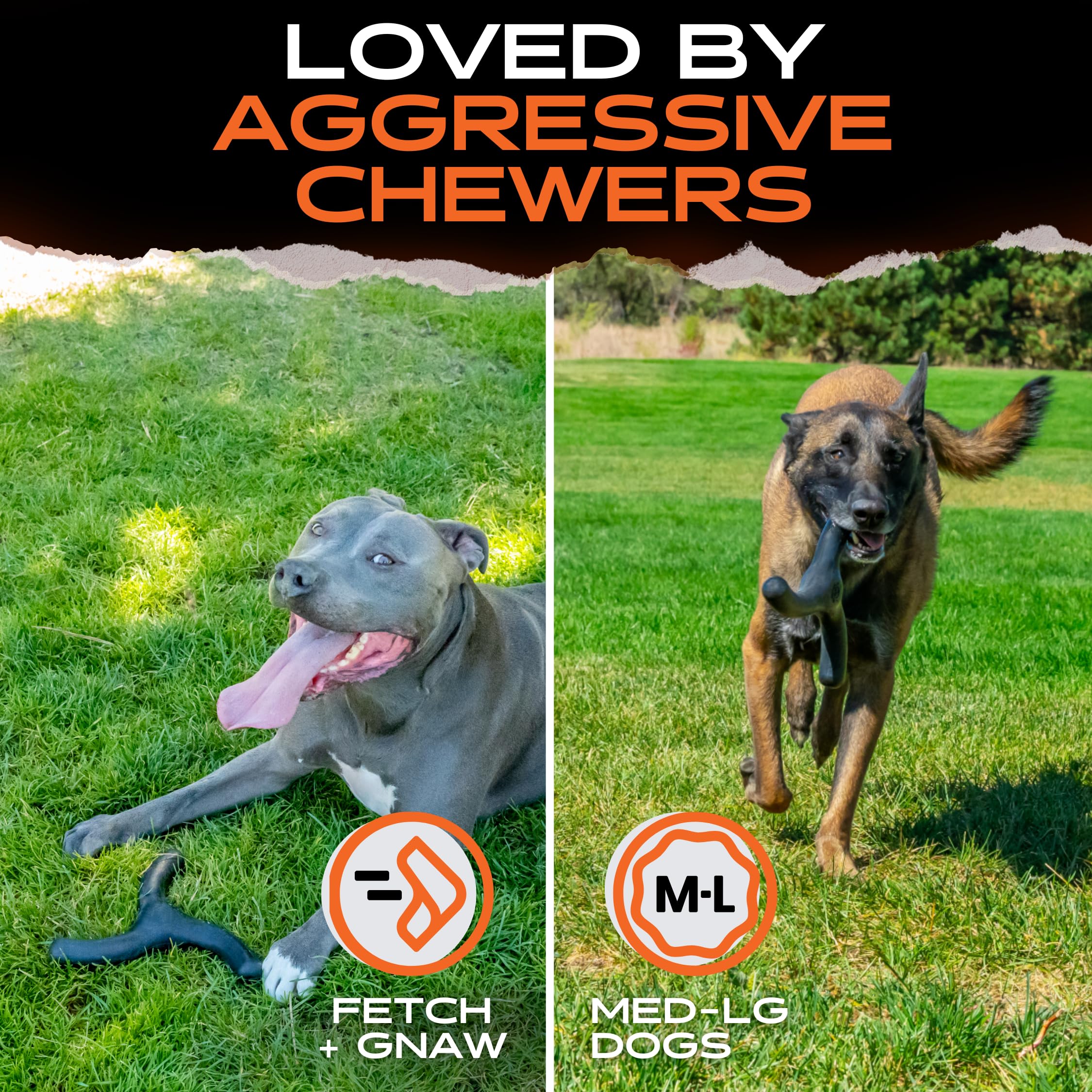 Monster K9 Dog Toys - Ultra Durable Boomerang - Lifetime Replacement Guarantee - For Medium & Large Dogs - Aggressive Chewers