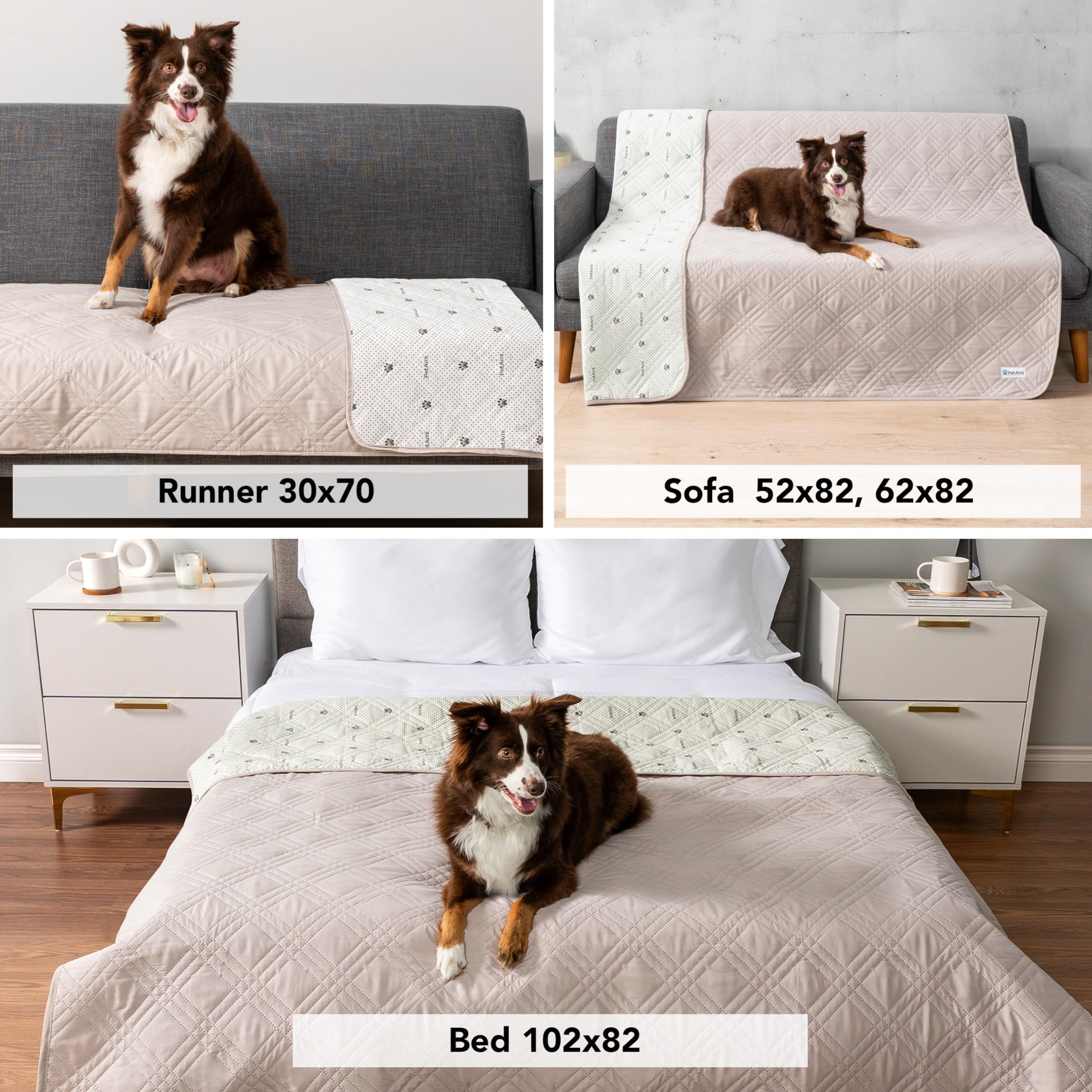 PetAmi Waterproof Couch Cover for Dogs, Waterproof Pet Blanket, Reversible Furniture Cover Sofa Protector for Pet Cat Bed, Washa