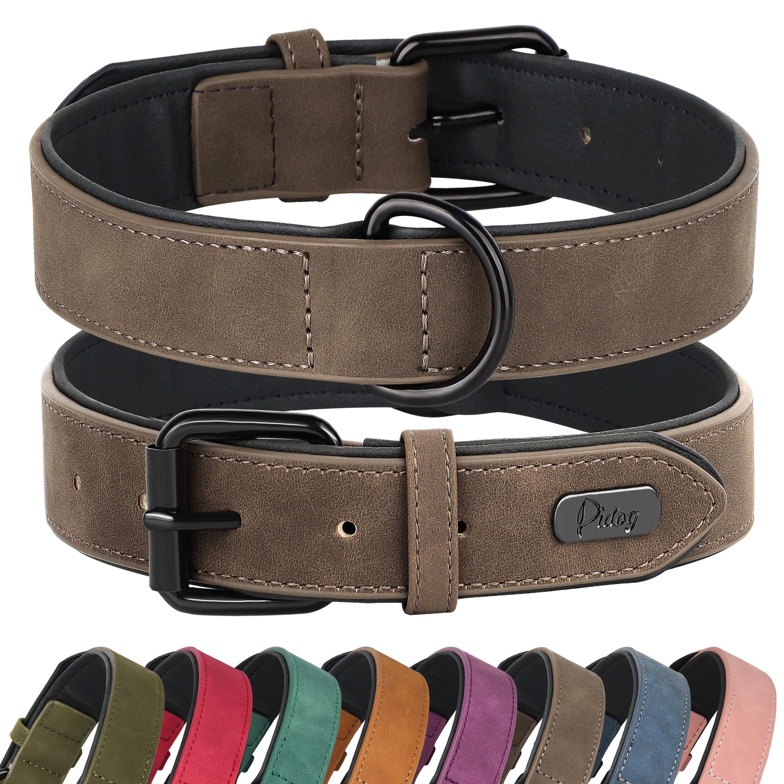 Didog Soft Padded Leather Dog Collar, Breathable Heavy Duty Dog Collar Leather With Adjustable Rust-Proof Metal Buckle For Small