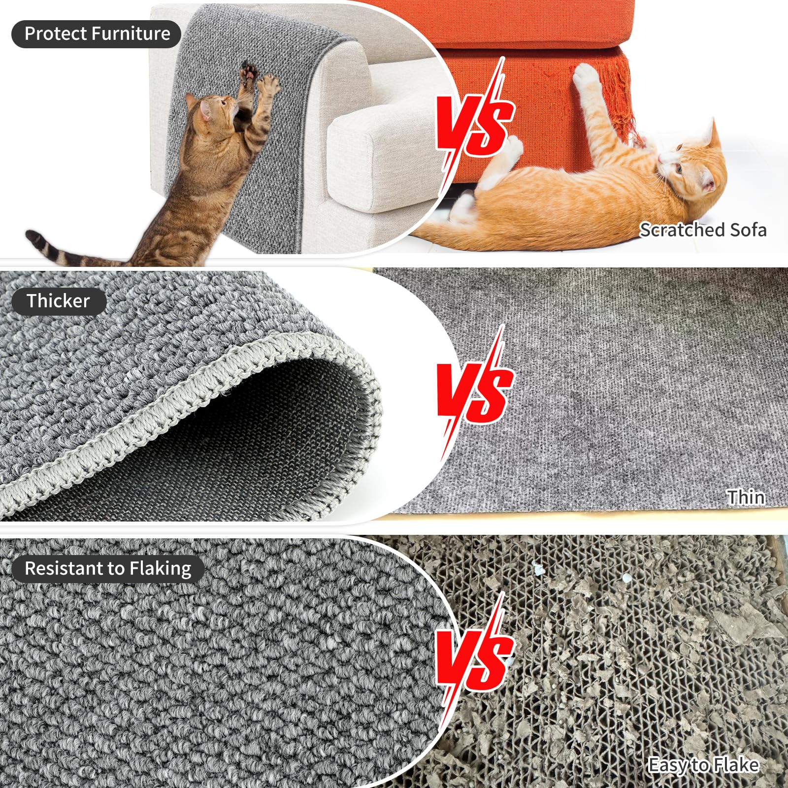 71'' X 15.8'' Thickened Cat Wall Climbing Carpet, Extra Large Cat Wall Scratcher Mat Tall Durable Wall Mounted Climbing Cat Scra