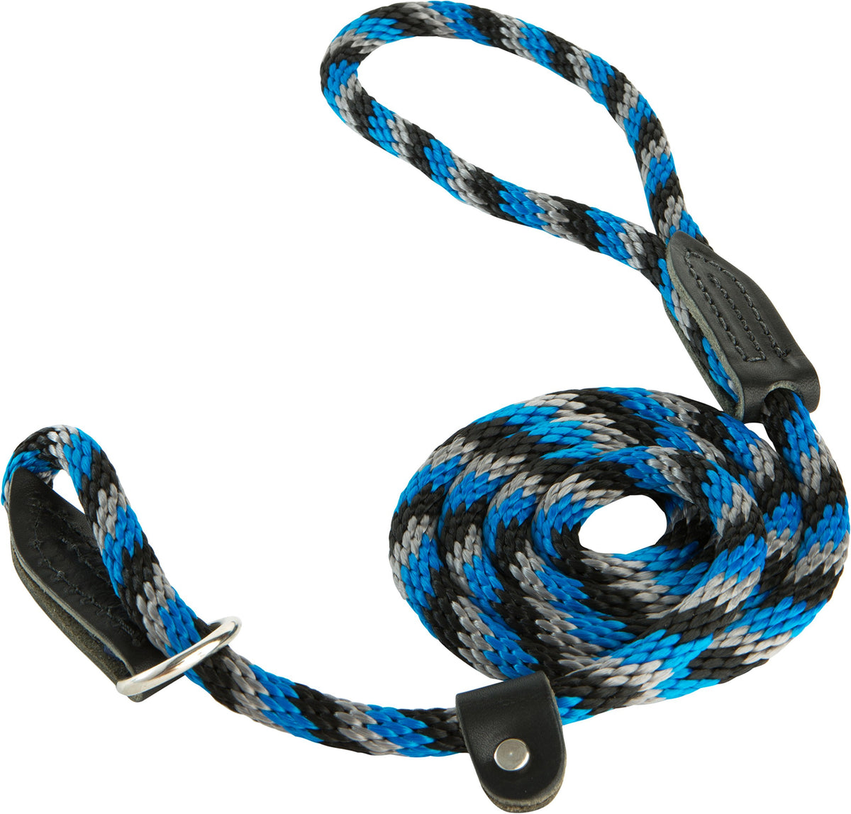 Omnipet British Rope Slip Lead For Dogs, 4', Blue/Black/Silver