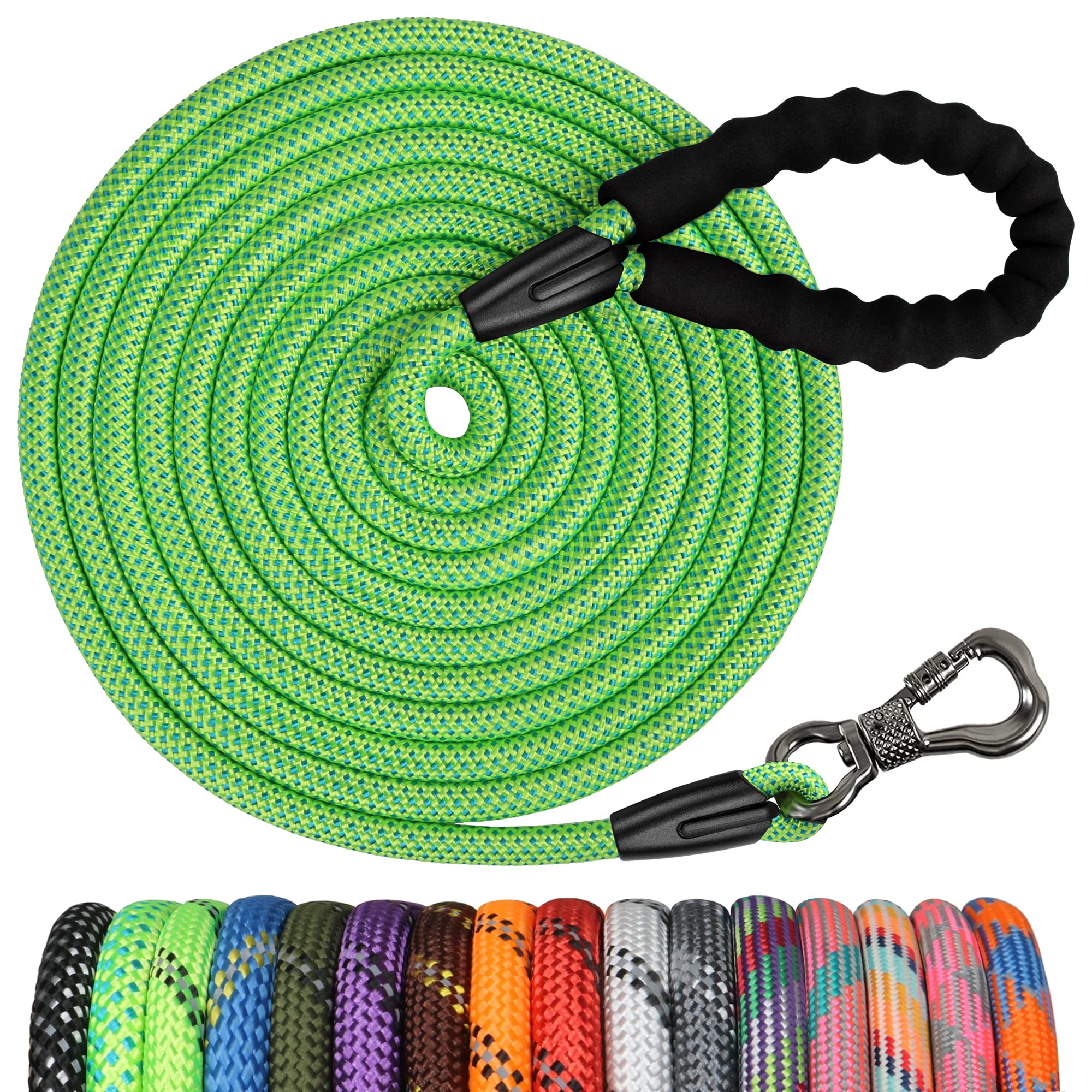 Ntr Heavy Duty Dog Leash, 30Ft Reflective Dog Leash With Swivel Lockable Hook And Comfortable Padded Handle, Puppy Leash For Walking, Hunting, Camping, Backyard For Small Medium And Large Dogs