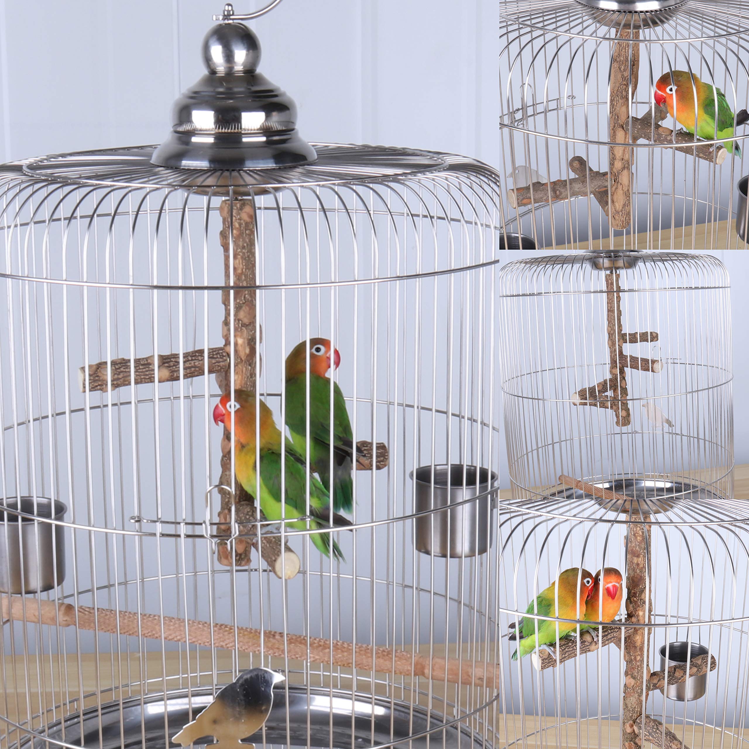 Borangs Bird Perch Natura Wood Stand Toy Branch For 3-4Pcs Small Medium Parrots Cages Toy S