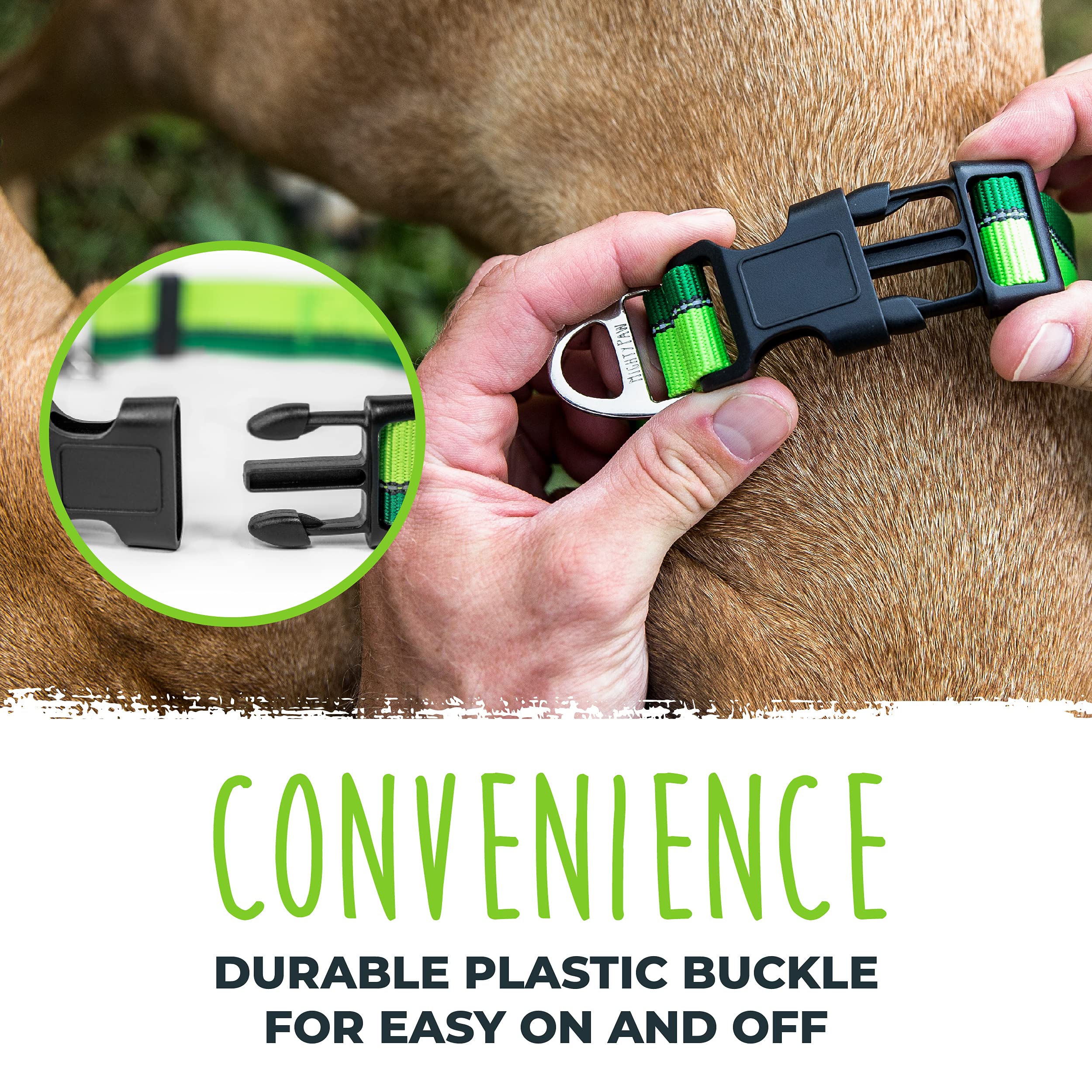 Mighty Paw Martingale Dog Collar 2.0 | Trainer Approved Limited Slip Collar With Stainless Steel Chain & Heavy Duty Buckle. Modified Cinch Collar For Gentle & Effective Pet Training (Green)