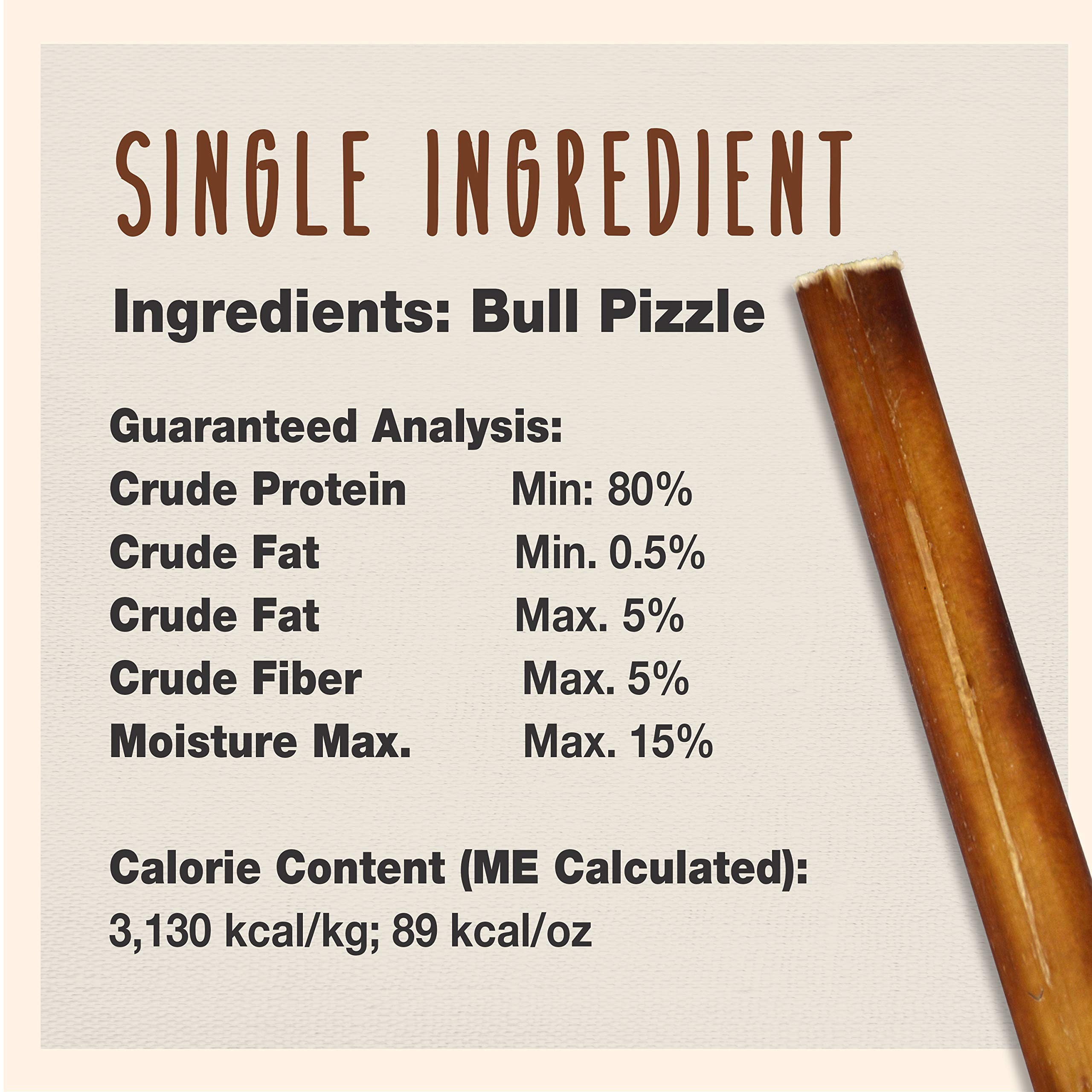 Cadet Bully Sticks for Small, Medium and Large Dogs - All-Natural Beef Pizzle, High Protein, Low Fat, Long-Lasting, Grain & Rawh