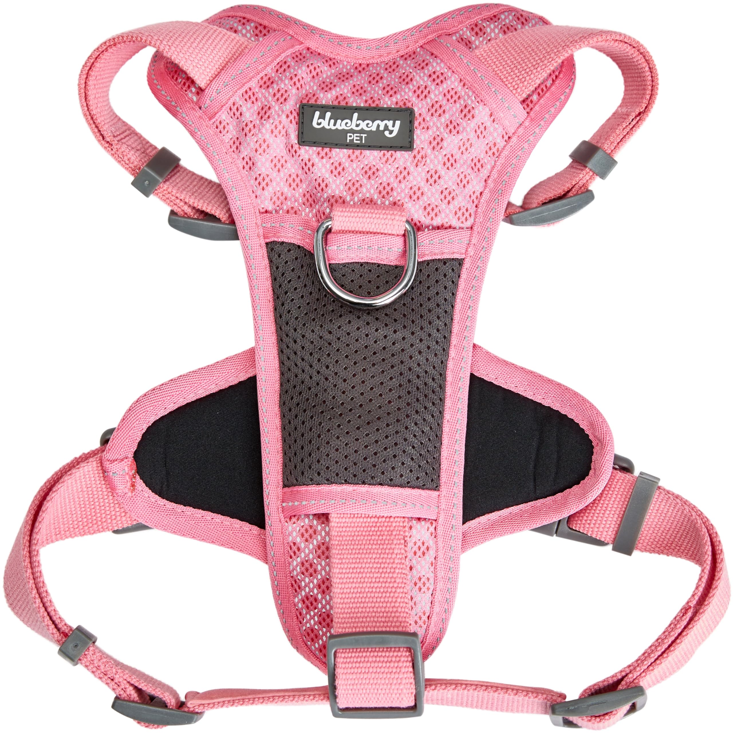 Blueberry Pet Soft & Comfy 3M Reflective Dog Harness Vest | Mesh Padded No Pull | Multi-Colored Stripe - Pink | Adjustable For S