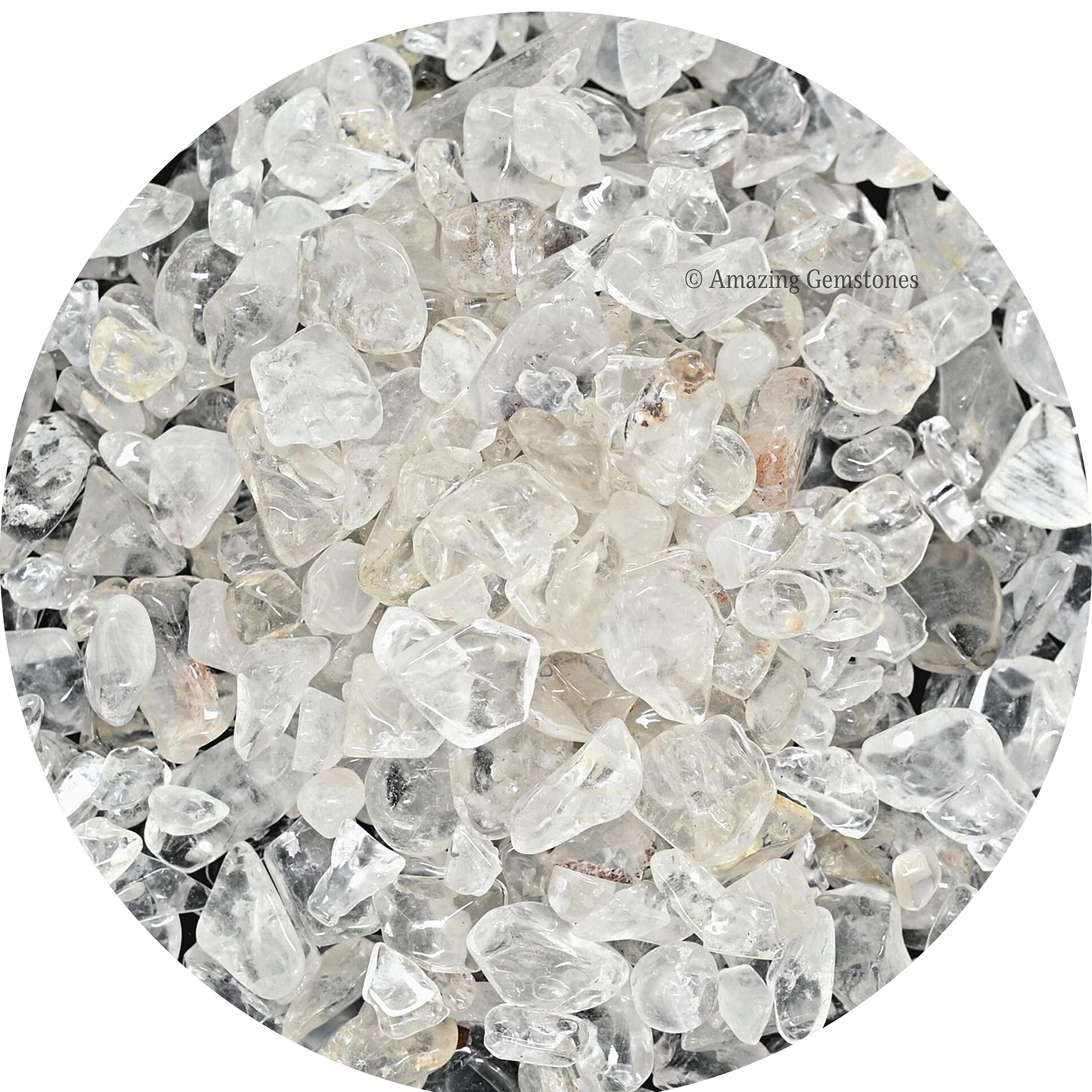 Clear Quartz Crystal Chips and Tiny Crystals for Aquarium Gravel - Bulk Fish Tank Gravel, Small Tumbled Stone Chips and Tiny Cry