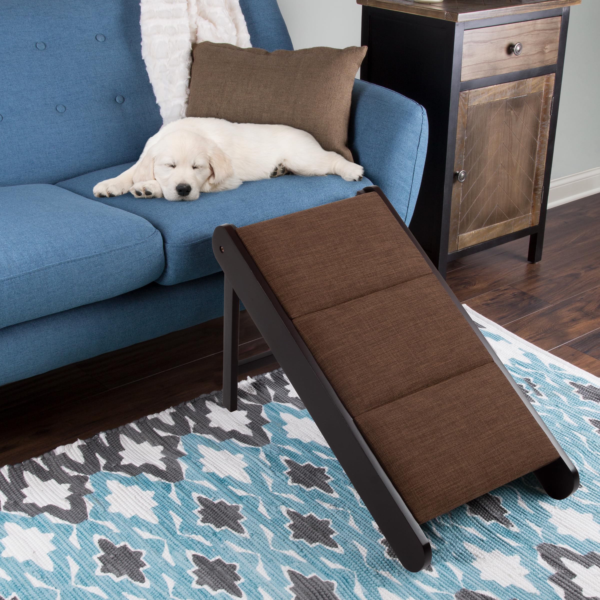 Pet Ramp - Foldable Wooden Dog Ramp For Getting Onto Beds, Couches, Or Into Vehicles - Dog Accessories For Small Dogs By Petmake