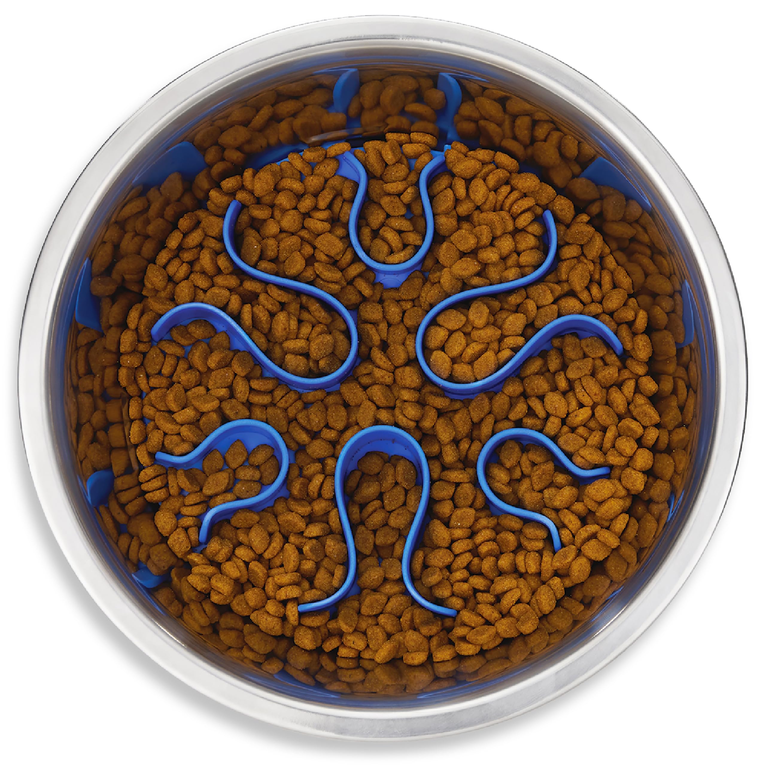 Outward Hound Stainless Steel Slow Feeder Bowl, Plastic Puzzle Maze for Fast Eaters, Small to Medium Dogs, Helps Prevent Bloat &