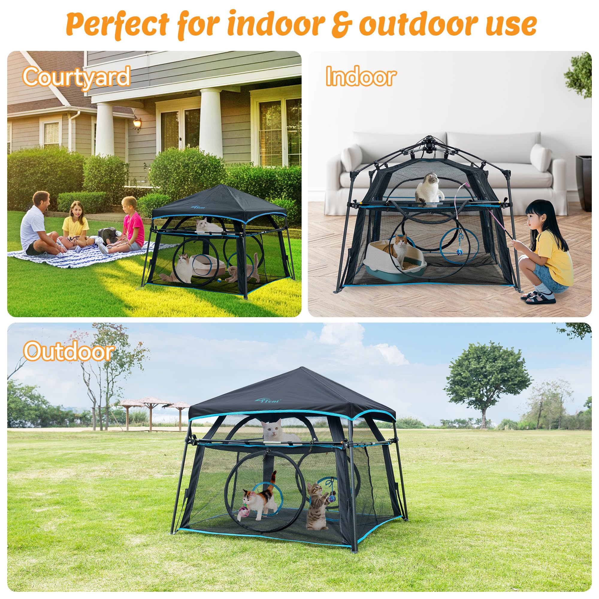 Itent Large Catio Outdoor Cat Enclosure,2 Tier Cat Tent, Spacious, Sturdy Outdoor Catio,Portable And Foldable Playpen Play Tents