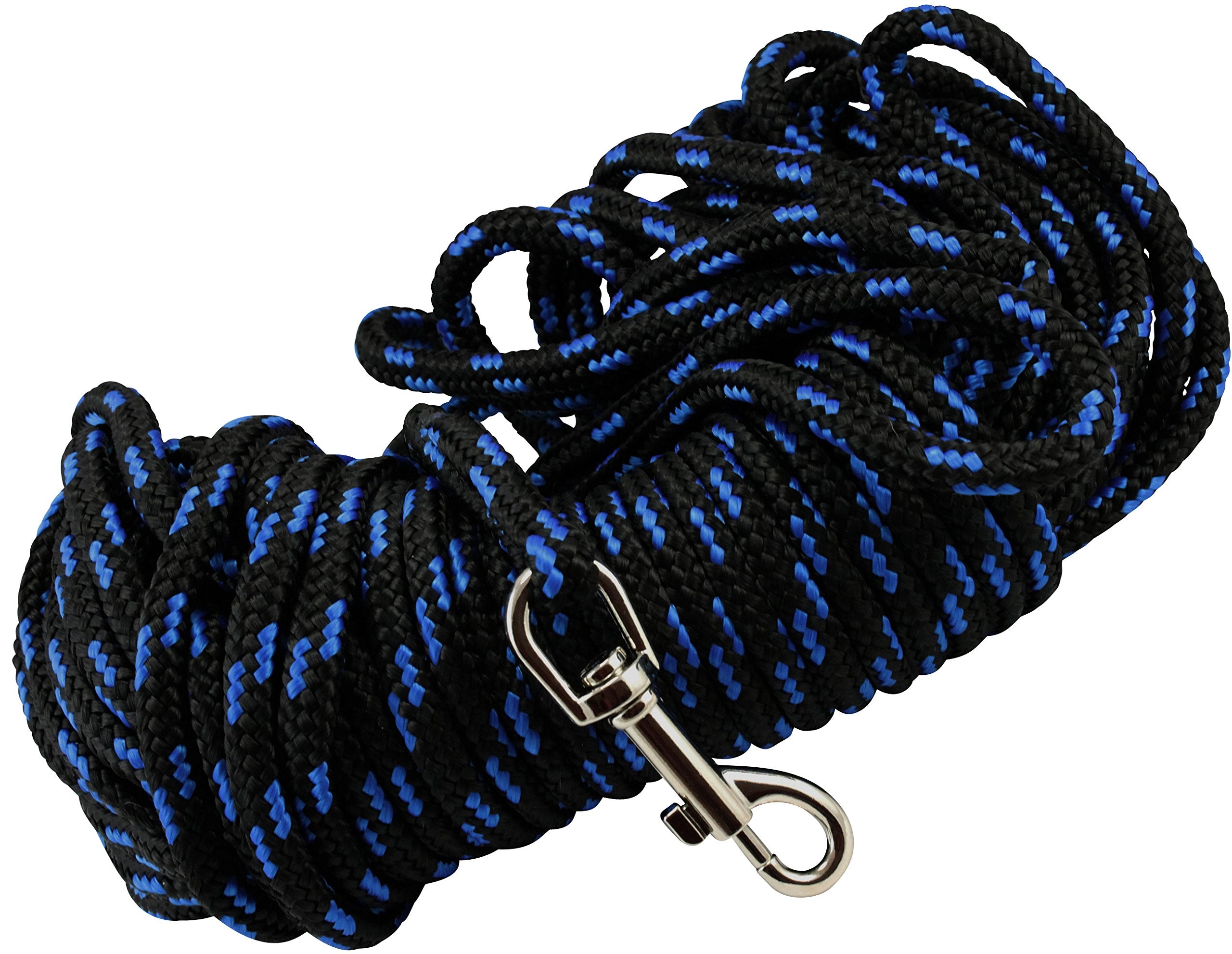 Dogs My Love Braided Nylon Rope Tracking Dog Leash, Black/Blue 15-Feet/30-Feet/45-Feet/60-Feet 3/8' Diameter Training Lead Medium (30Ft - Diam 3/8' (8Mm))