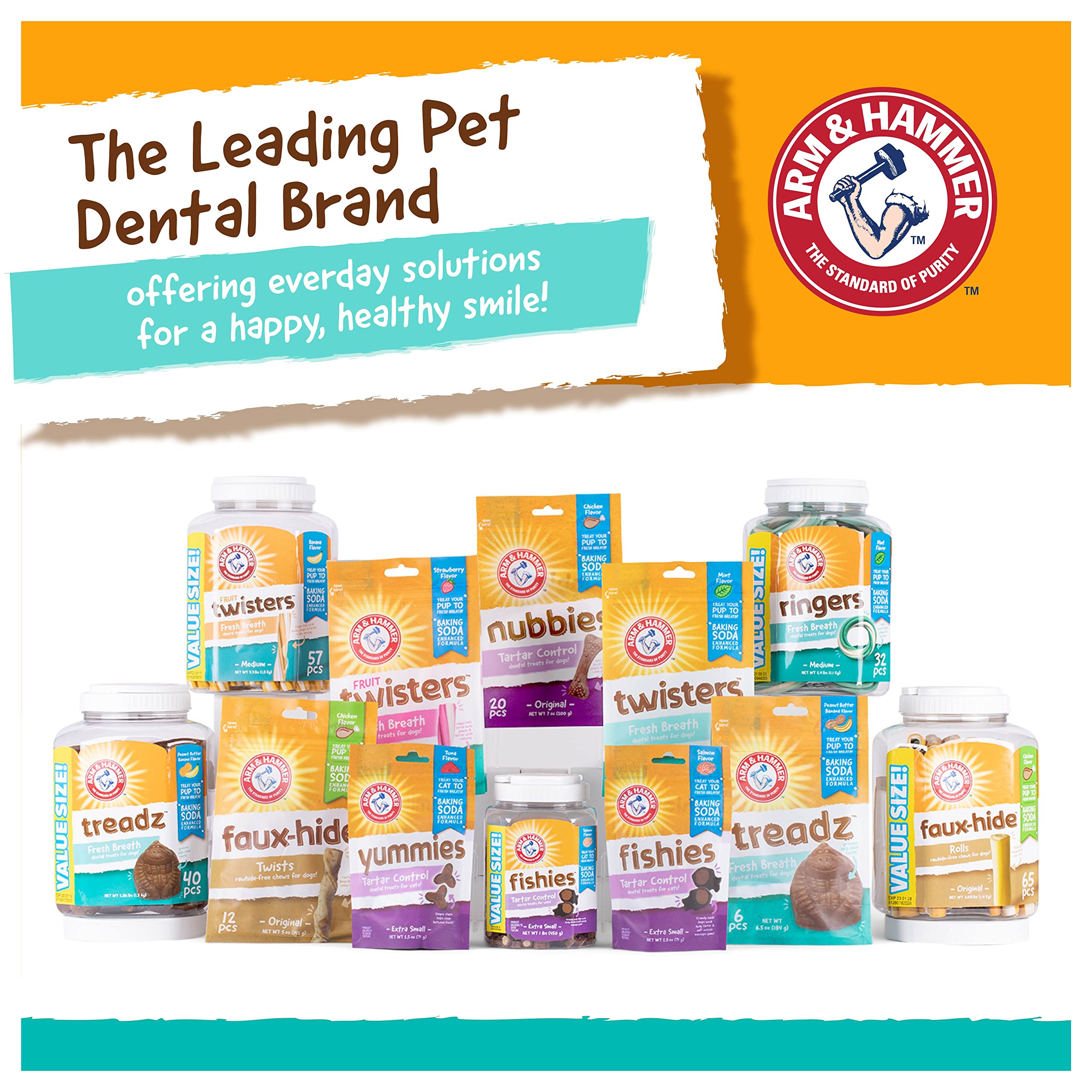 Arm & Hammer Dental Treats for Dogs, Fresh Breath, 57 Count, Mint, Model FF12286