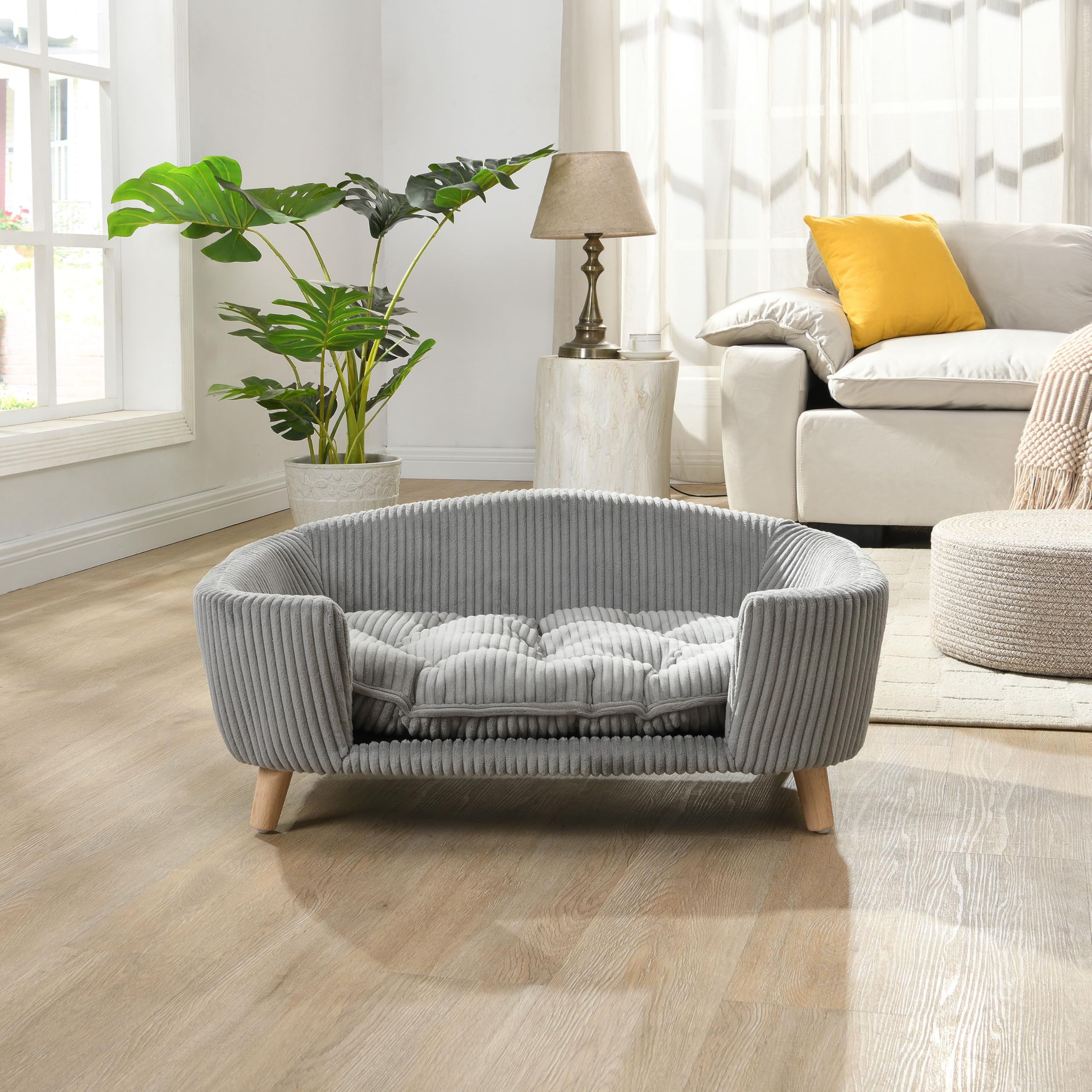 Christopher Knight Home Elroy Orthopedic Dog Bed, Elevated Dog Sofa Bed for Small Dog, Supportive Foam Pet Couch Bed with Wooden