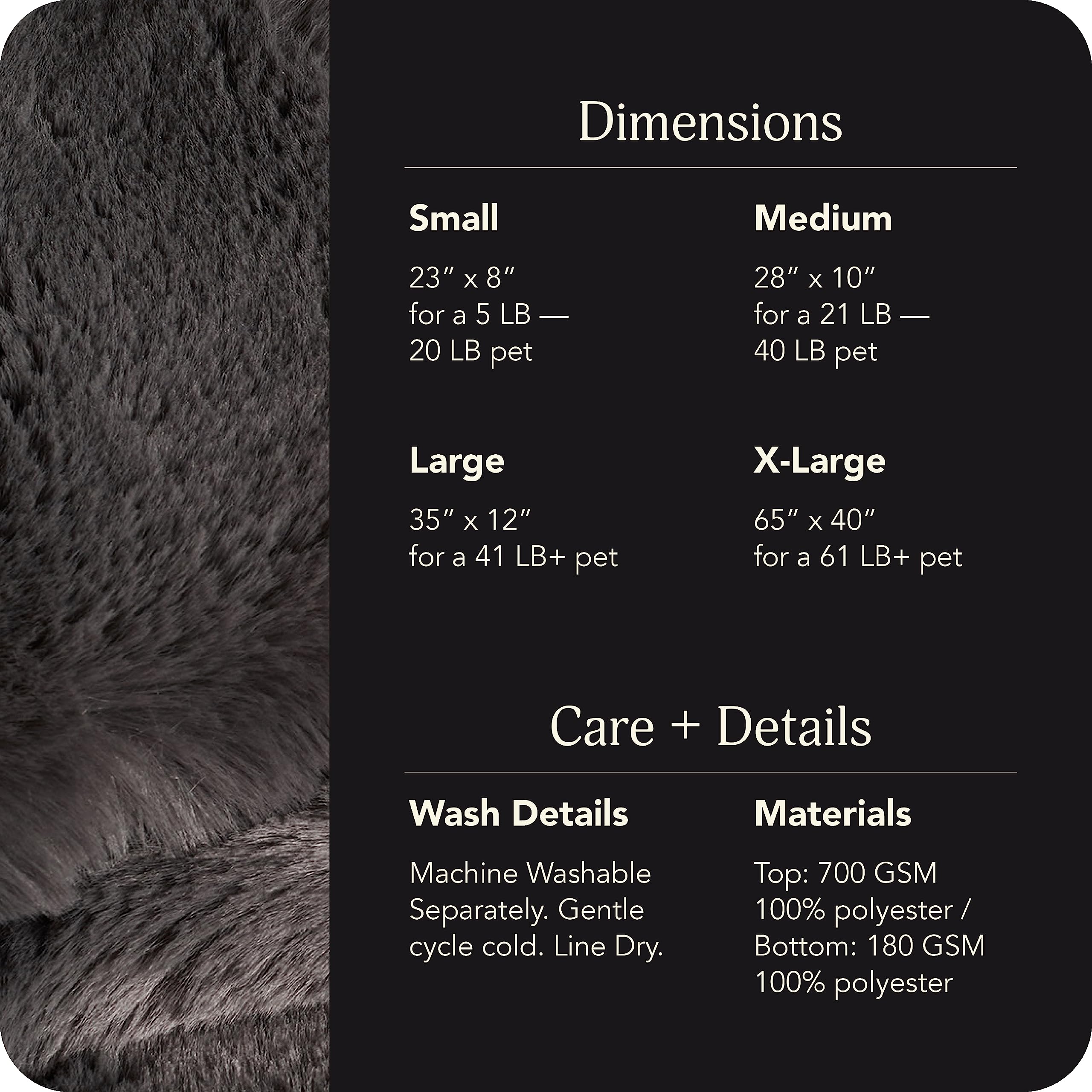 Unhide Floof Pet Bed - Xl (40''X14'') - Extra Soft Dog Bed - Removable Faux Fur Cover - Machine Washable - Helps Ease Pet Anxiet