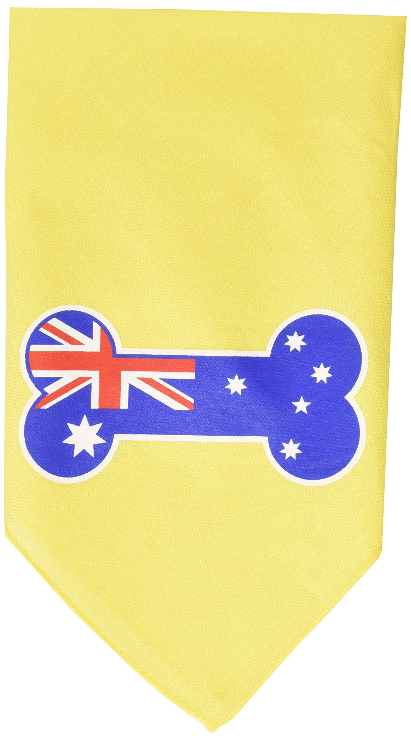 Pet and Dog Bandana Screen Printed, &quot;Bone Shaped Australian Flag&quot; Yellow Small