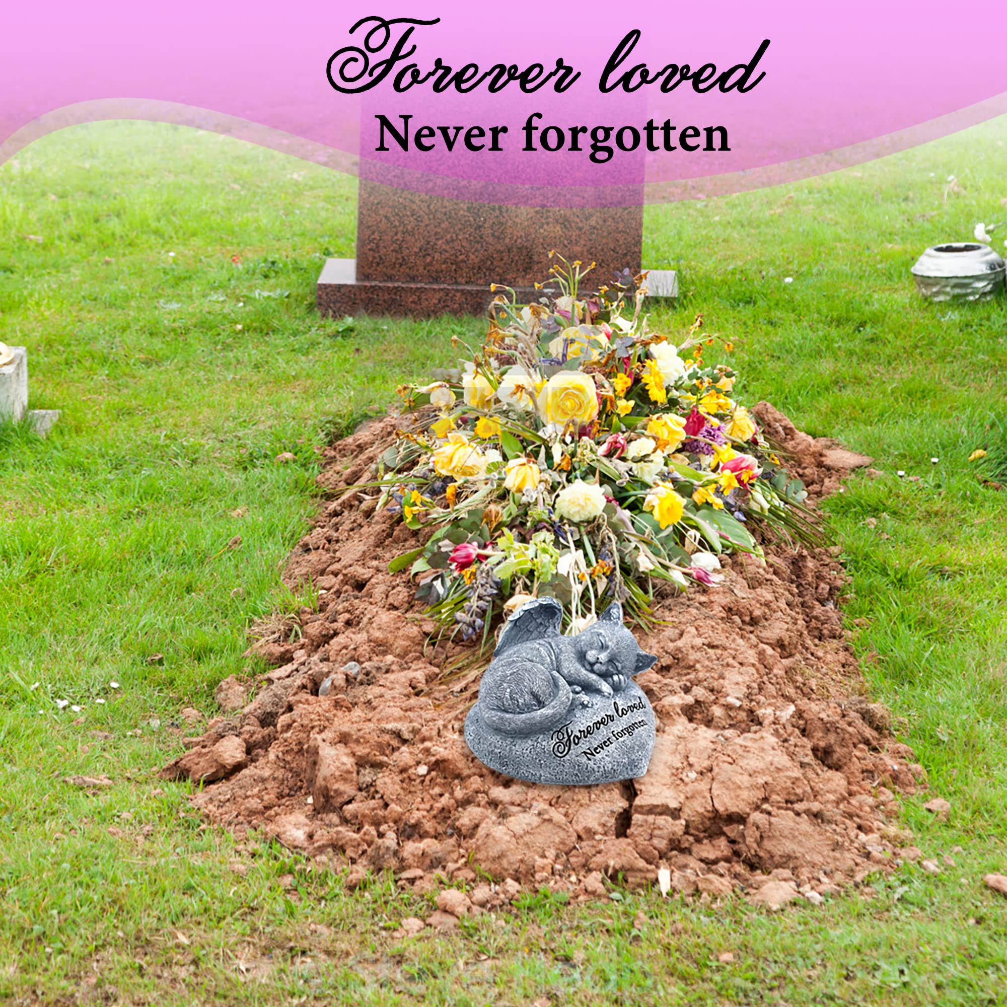 Orchid Valley Sleeping Cat Garden Statue - Pet Memorial Stone - Grave Marker - Beautifully Packaged Memorial Gift, Headstones Fo