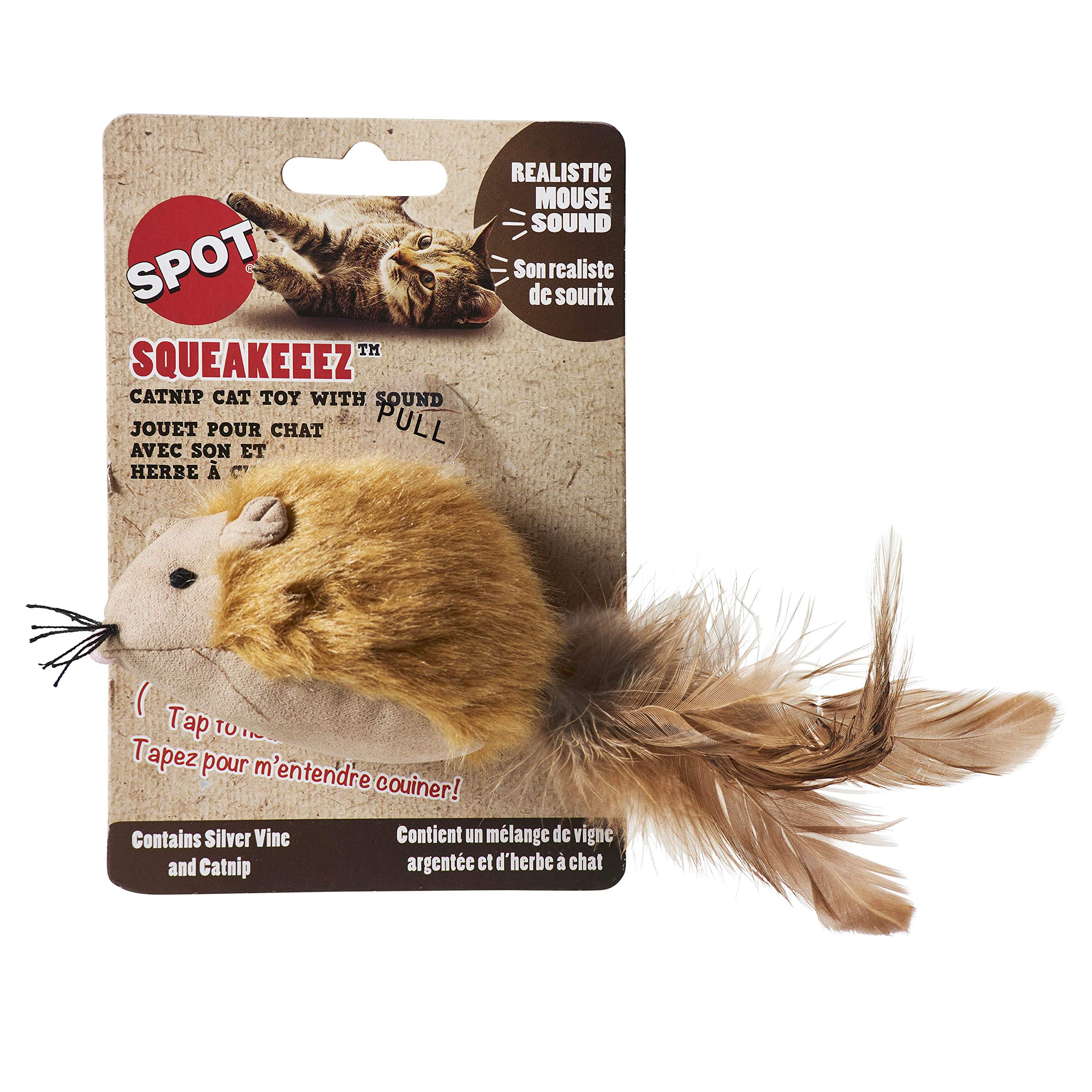 Squeakeeez Mouse Assorted/Touch Activated/Realistic Mouse Sound/With Catnip And Silver Vine Blend/Cat Toy