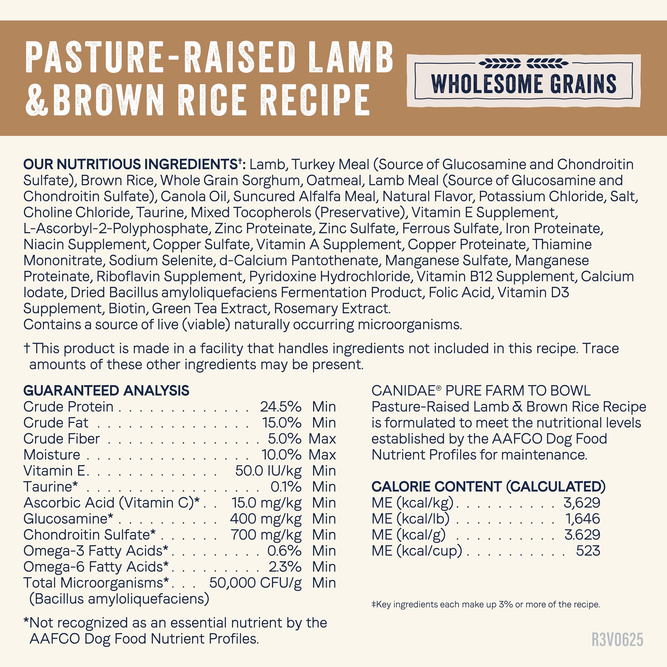 CANIDAE Pure Limited Ingredient Premium Adult Dry Dog Food, Lamb & Brown Rice Recipe, 22 lbs, with Wholesome Grains