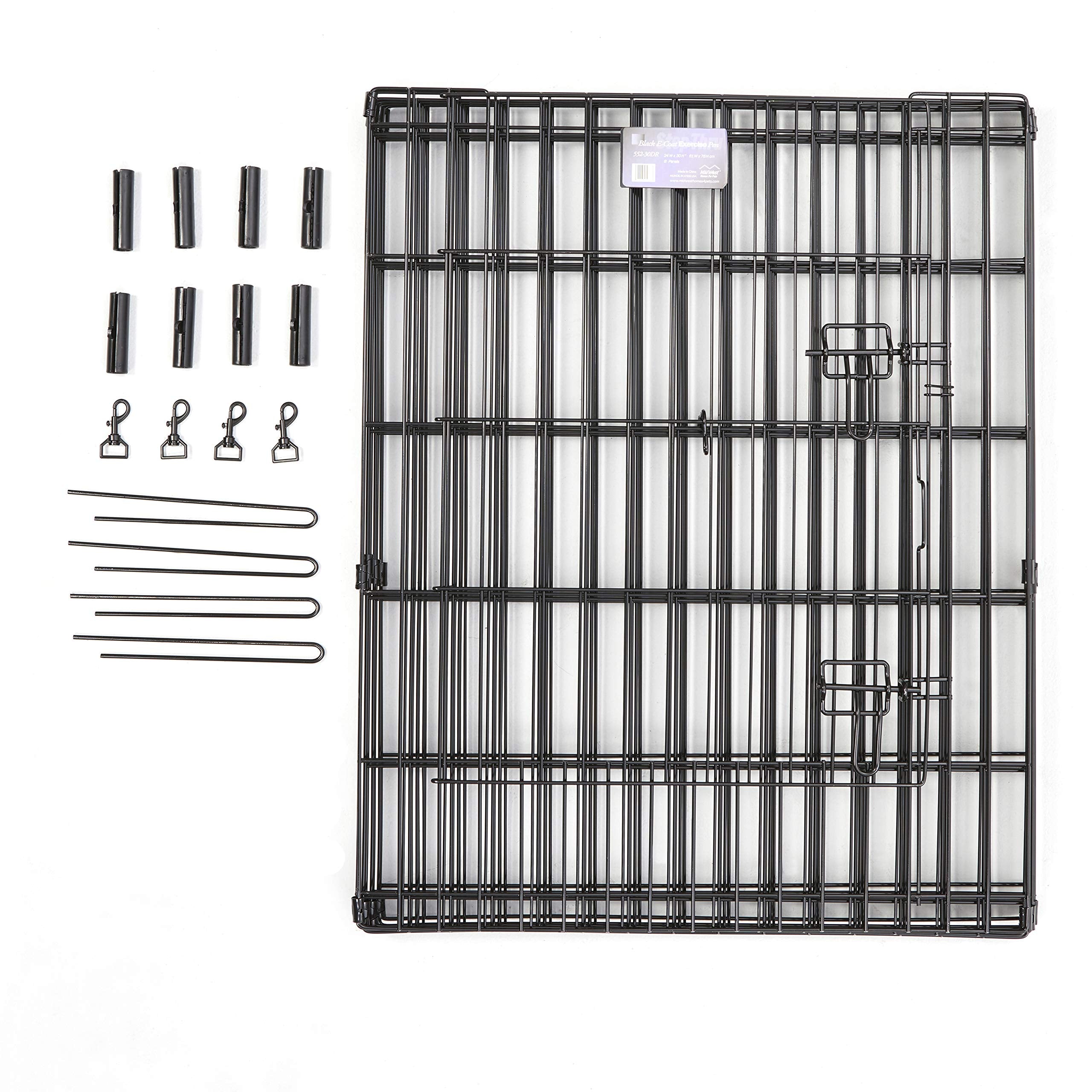 Midwest Homes For Pets Dog Exercise Pen & Playpen, 24'W X 30'W, With Door, Black
