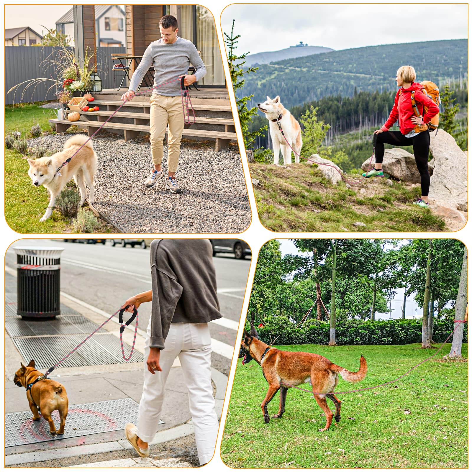 Ntr Long Leash, 15 Ftdog Check Cord With Swivel Lockable Hook And Comfortable Padded Handle For Dog Leash For Small Medium And Large Dogs Walking Training Hiking Camping Playing