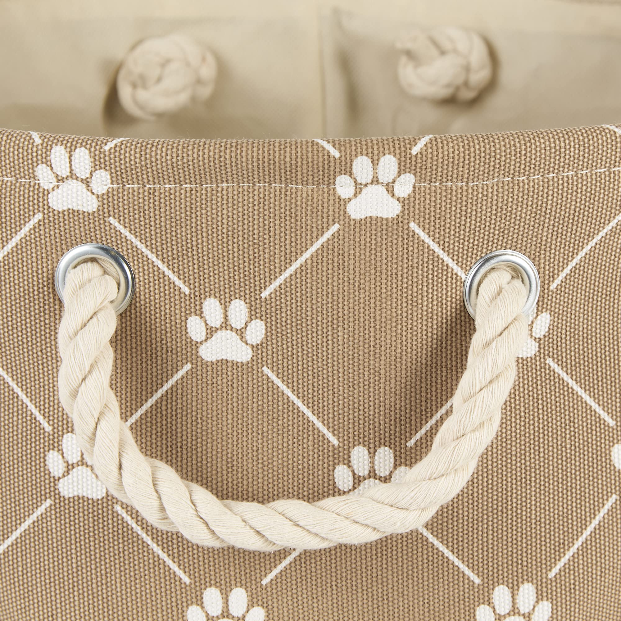 Bone Dry Pet Storage Paw and Bone, Trellis Collection, Small Round, 9x12x12, Taupe