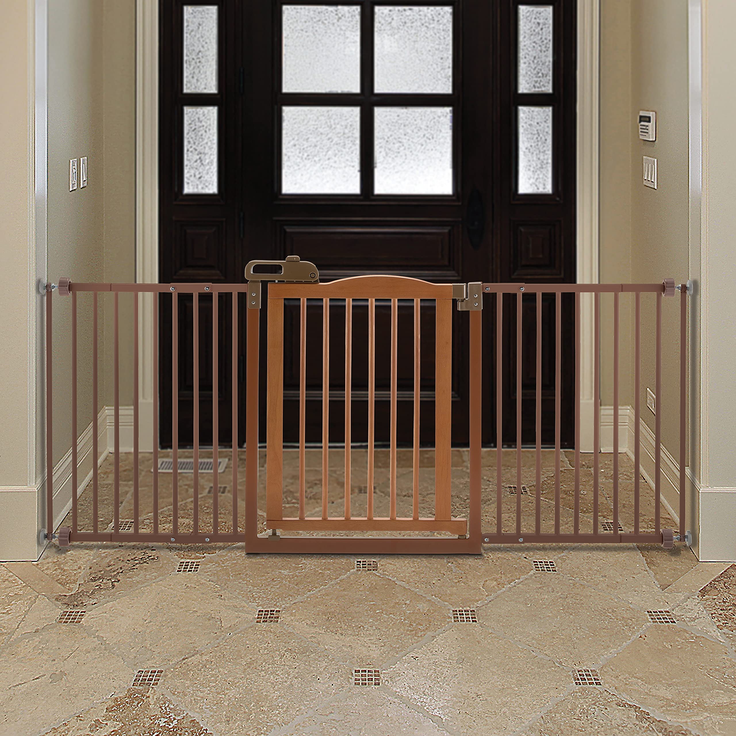 Richell One-Touch Gate Ii Wide, Wide Dog Gate With Wooden Door, From 32.1-62.8' Wide & 30.5' H