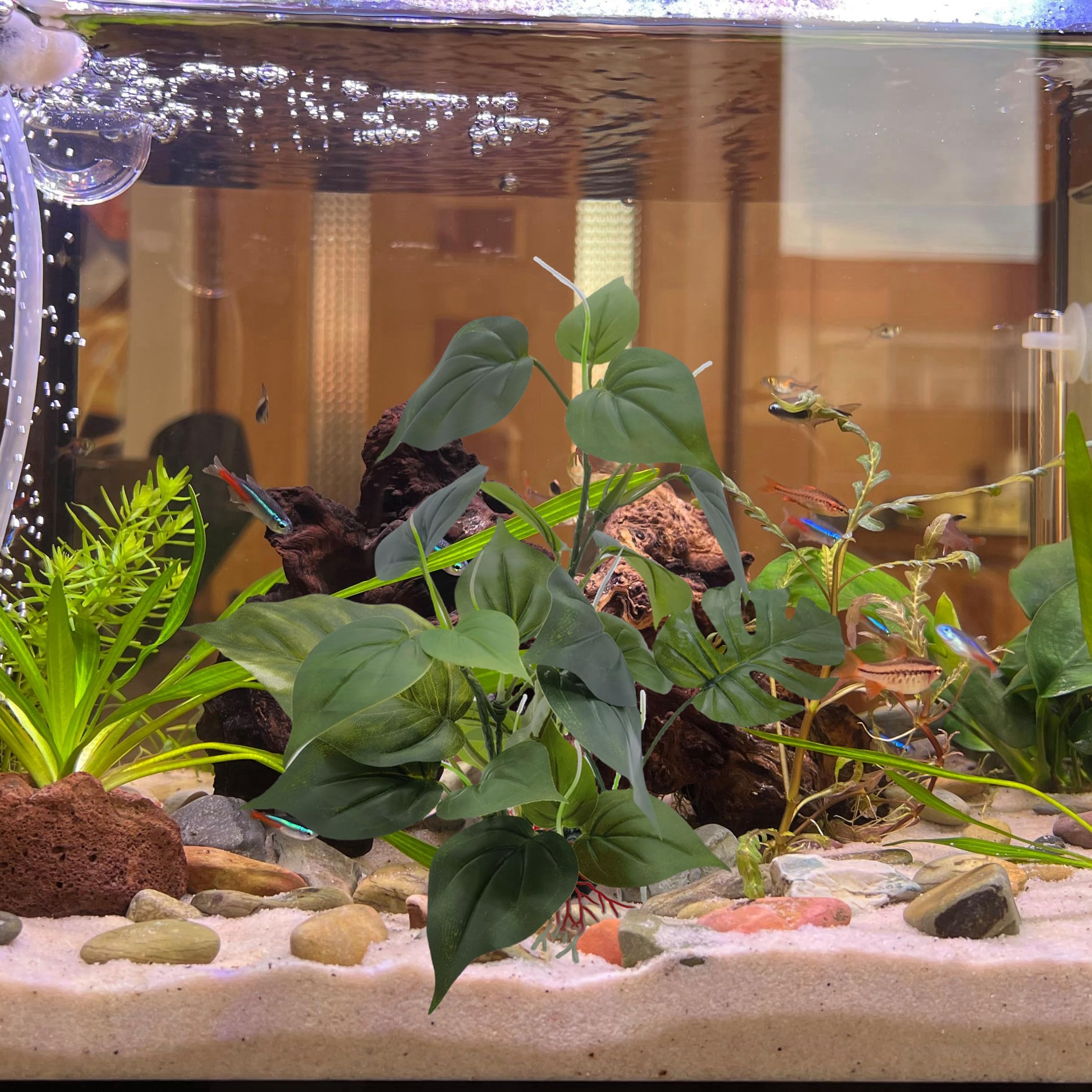 M2Cbridge Artificial Fish Tank Plants Silk Aquarium Plant Aquatic Water Grass Foreground Decor (1Pc Green)