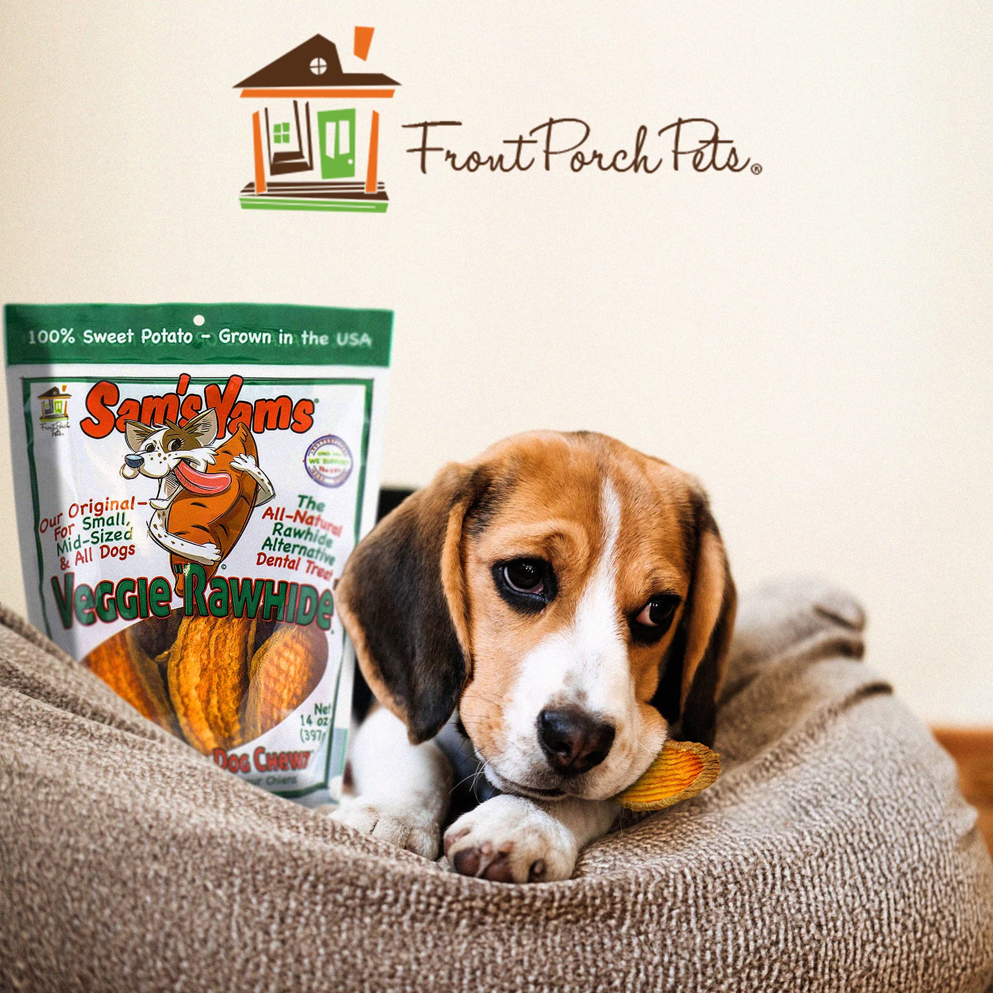 Front Porch Pets Sweet Potato Dog Chewz - 6 Pack - Value Pack Veggie Rawhide