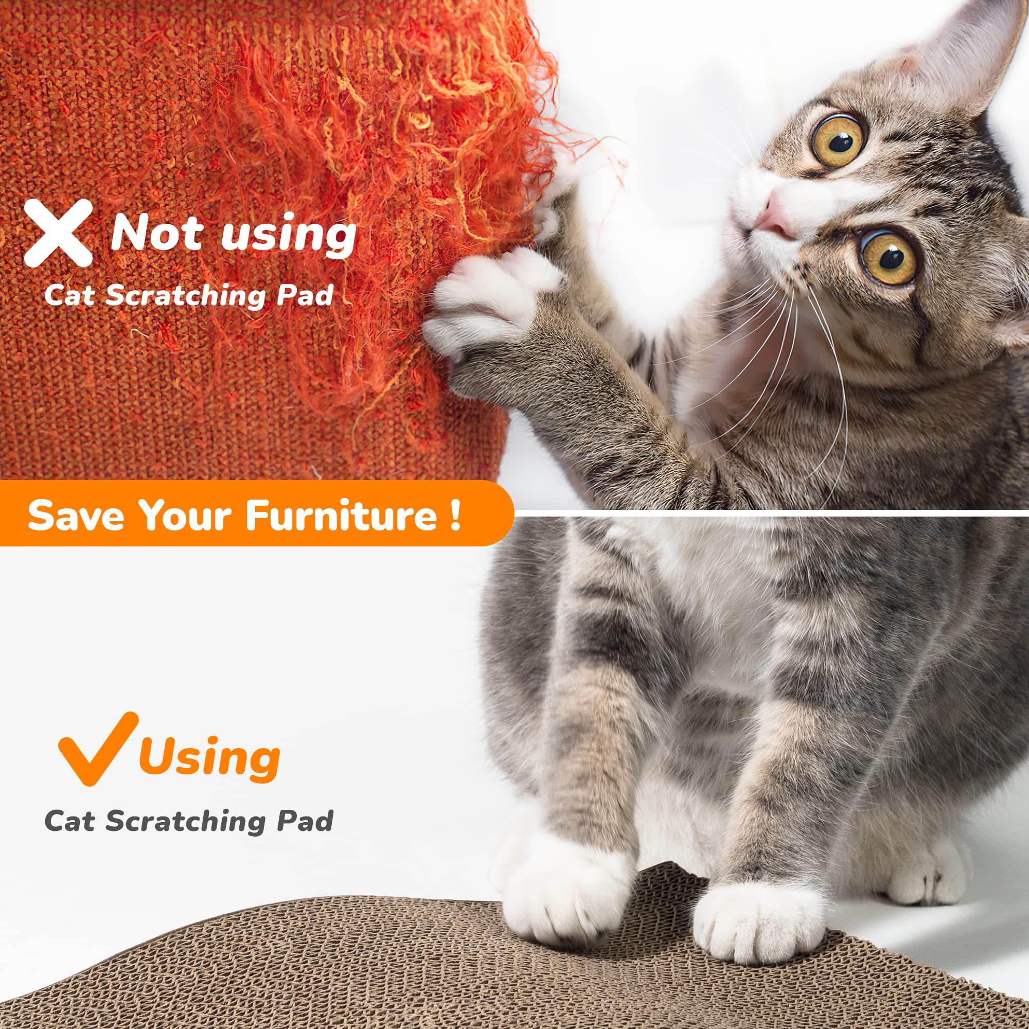 Conlun Cat Scratcher Cardboard Cat Scratch Pad With Premium Scratch Textures Design Durable Cat Scratching Pad Reversible Half Wave 16.5L X 8.6W X 1.6H