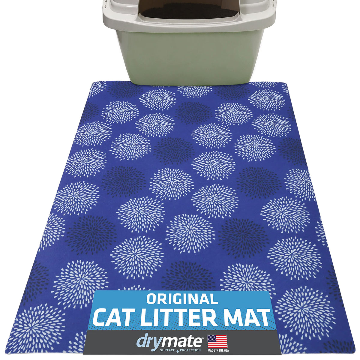 Drymate Original Cat Litter Mat, Contains Mess From Box For Cleaner Floors, Urine-Proof, Soft On Kitty Paws -Absorbent/Waterproof- Machine Washable, Durable (Usa Made) (20”X28”)(Good Medicine Blue)