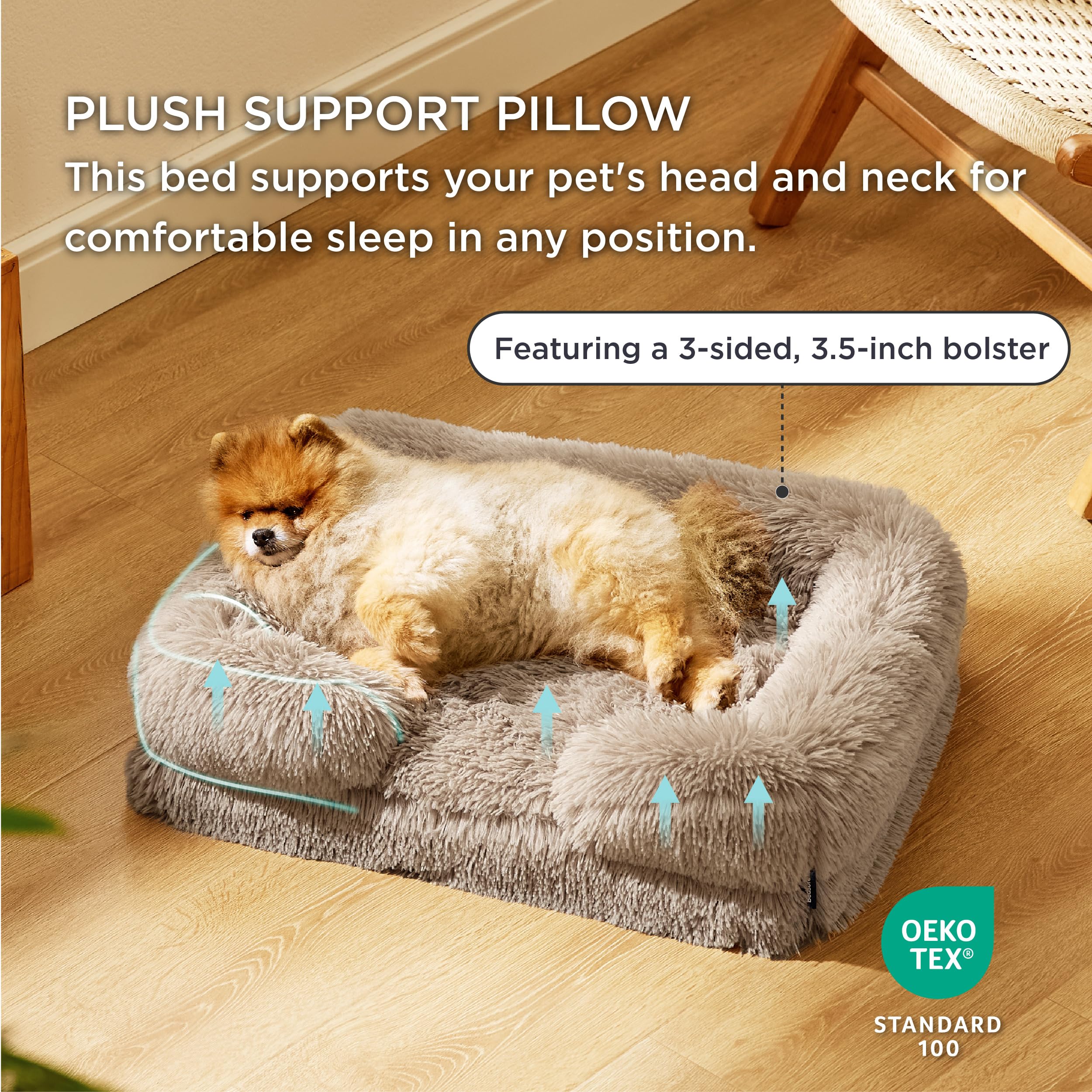 Bedsure Small Orthopedic Dog Bed - Washable Calming Dog Sofa Beds For Small Dogs, Supportive Foam Pet Couch Bed With Removable W