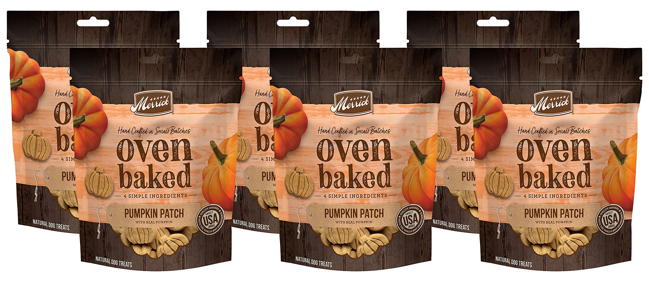 Merrick Oven Baked Natural Dog Treats, Pumpkin Patch, Made with Real Pumpkin, Hand Crafted in Small Batches, 4 Simple Ingredient